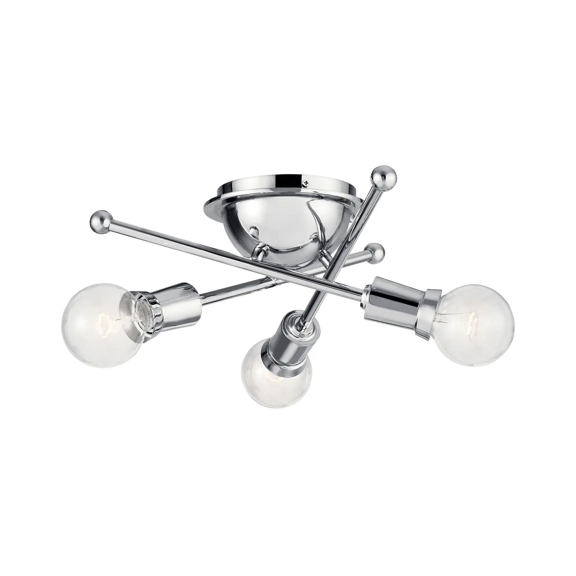 Armstrong 15" 3-Light Flush Mount, Chrome Finish