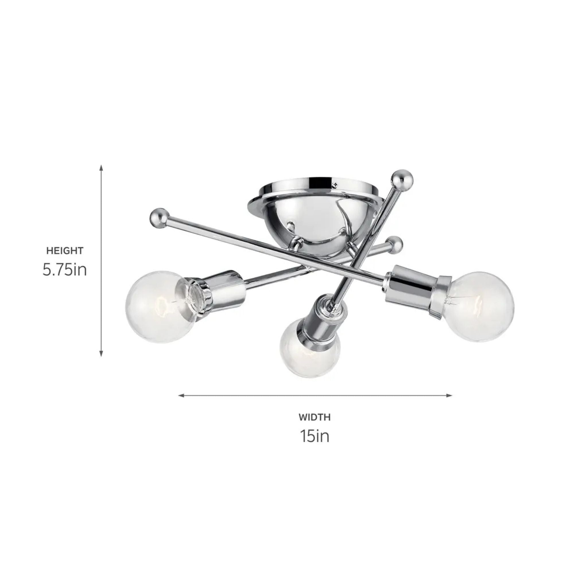 Armstrong 15" 3-Light Flush Mount, Chrome Finish