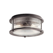 Kichler Ashland Bay 12 in. 2-Light Outdoor Ceiling Light, Weathered Zinc with Clear Seeded Glass