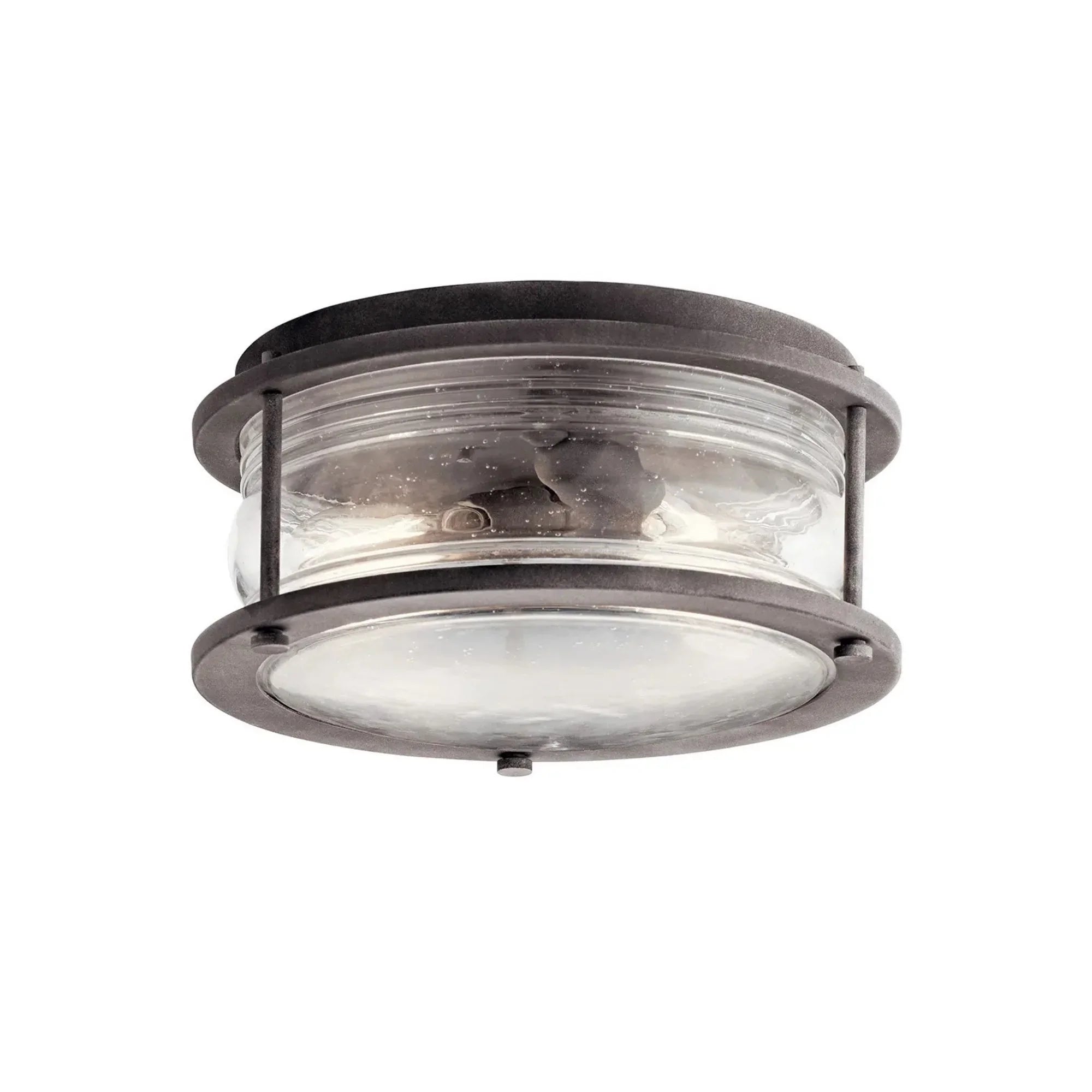 Ashland Bay 12" 2-Light Outdoor Ceiling Mount, Weathered Zinc Finish