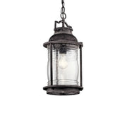 Kichler Ashland Bay 17.75 in. Outdoor Hanging Lantern, Weathered Zinc with Clear Seeded Glass