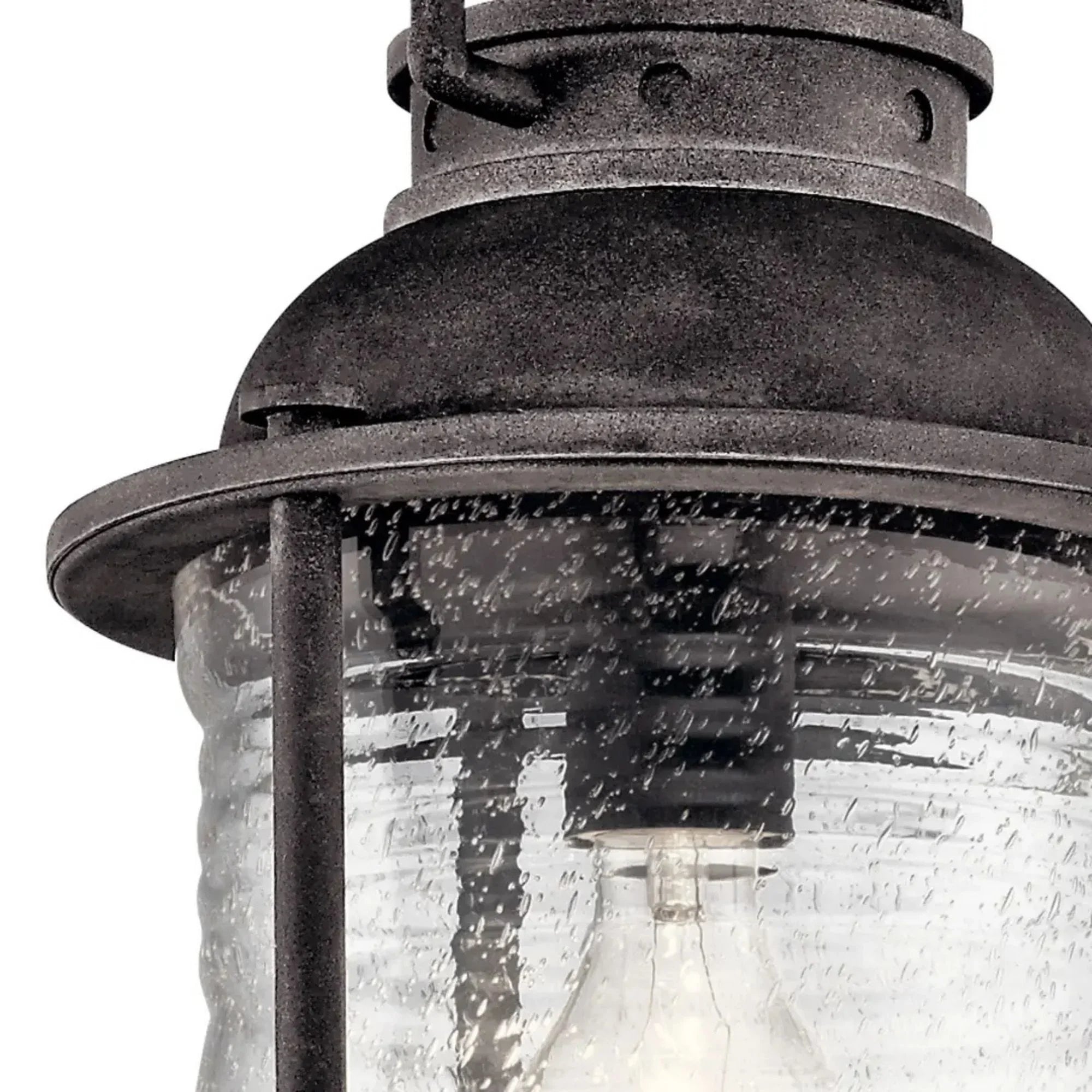 Kichler Ashland Bay 17.75 in. Outdoor Hanging Lantern, Weathered Zinc with Clear Seeded Glass