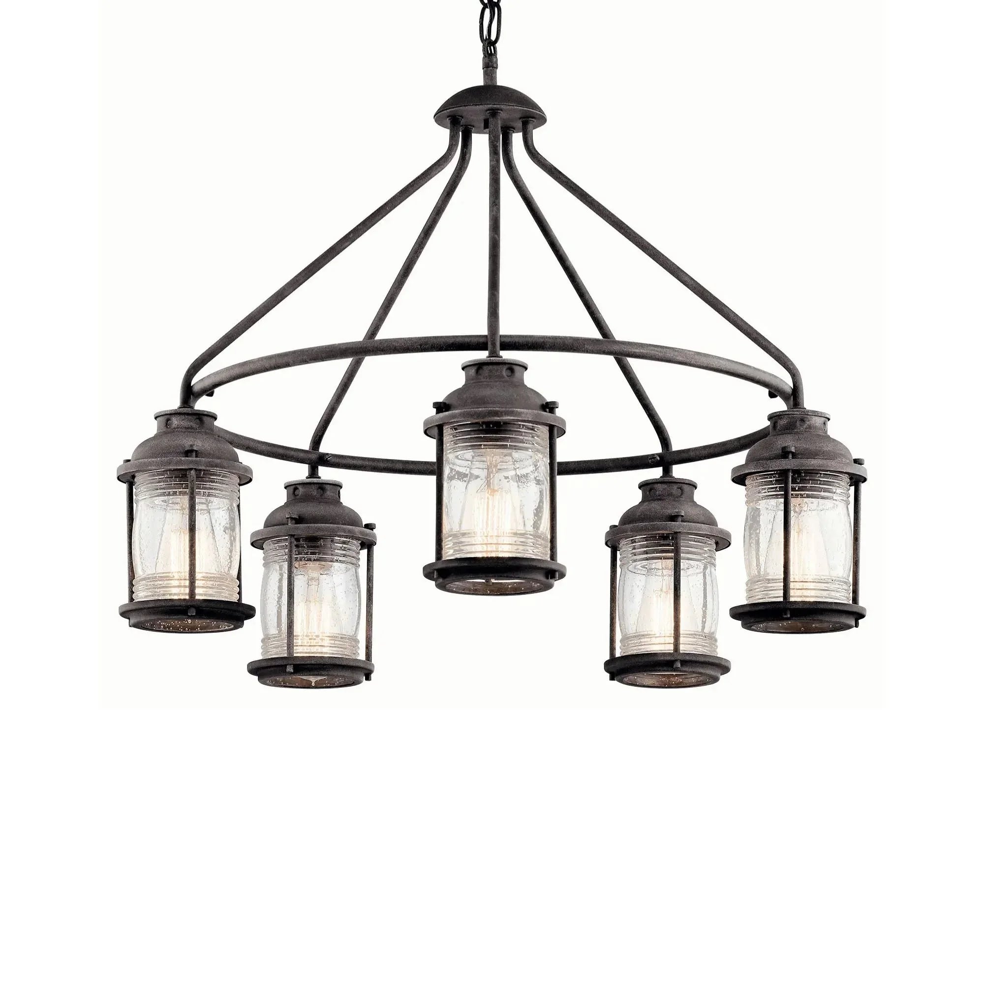 Ashland Bay 26" 5-Light Outdoor Chandelier, Weathered Zinc Finish
