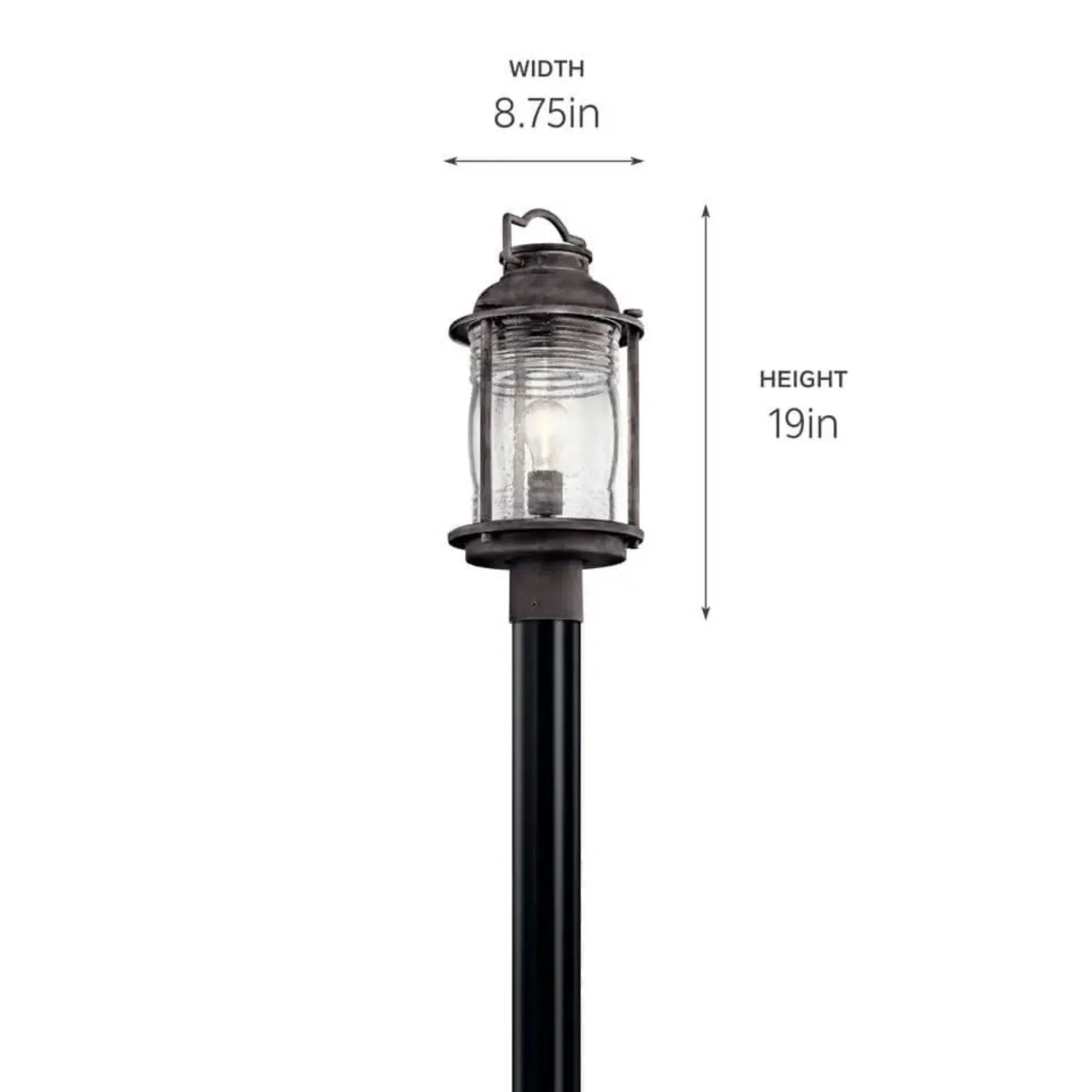 Ashland Bay 19" Outdoor Post Light, Weathered Zinc Finish