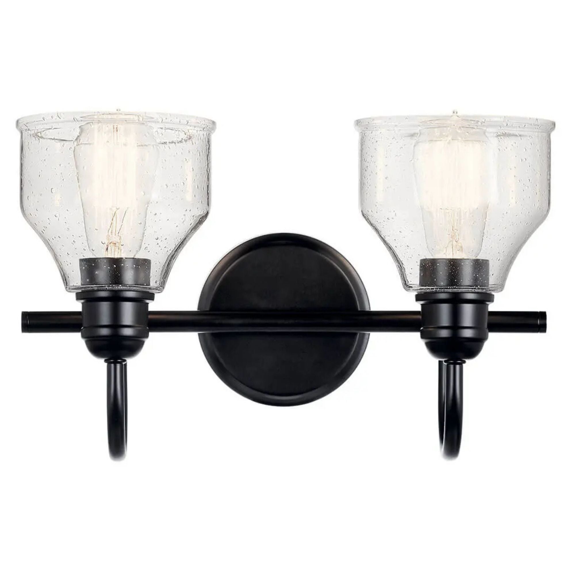 Kichler Avery 15 in. 2-Light Bathroom Vanity Light, Black with Clear Seeded Glass