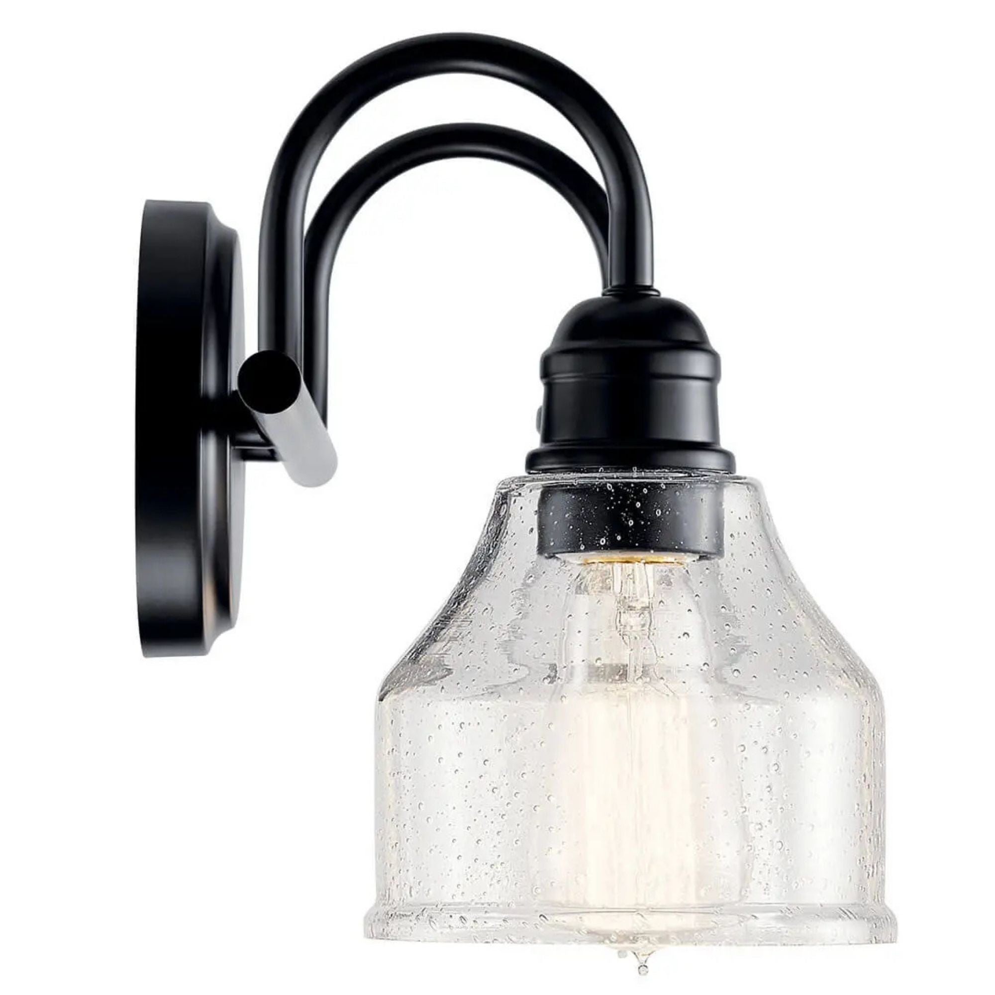 Kichler Avery 15 in. 2-Light Bathroom Vanity Light, Black with Clear Seeded Glass