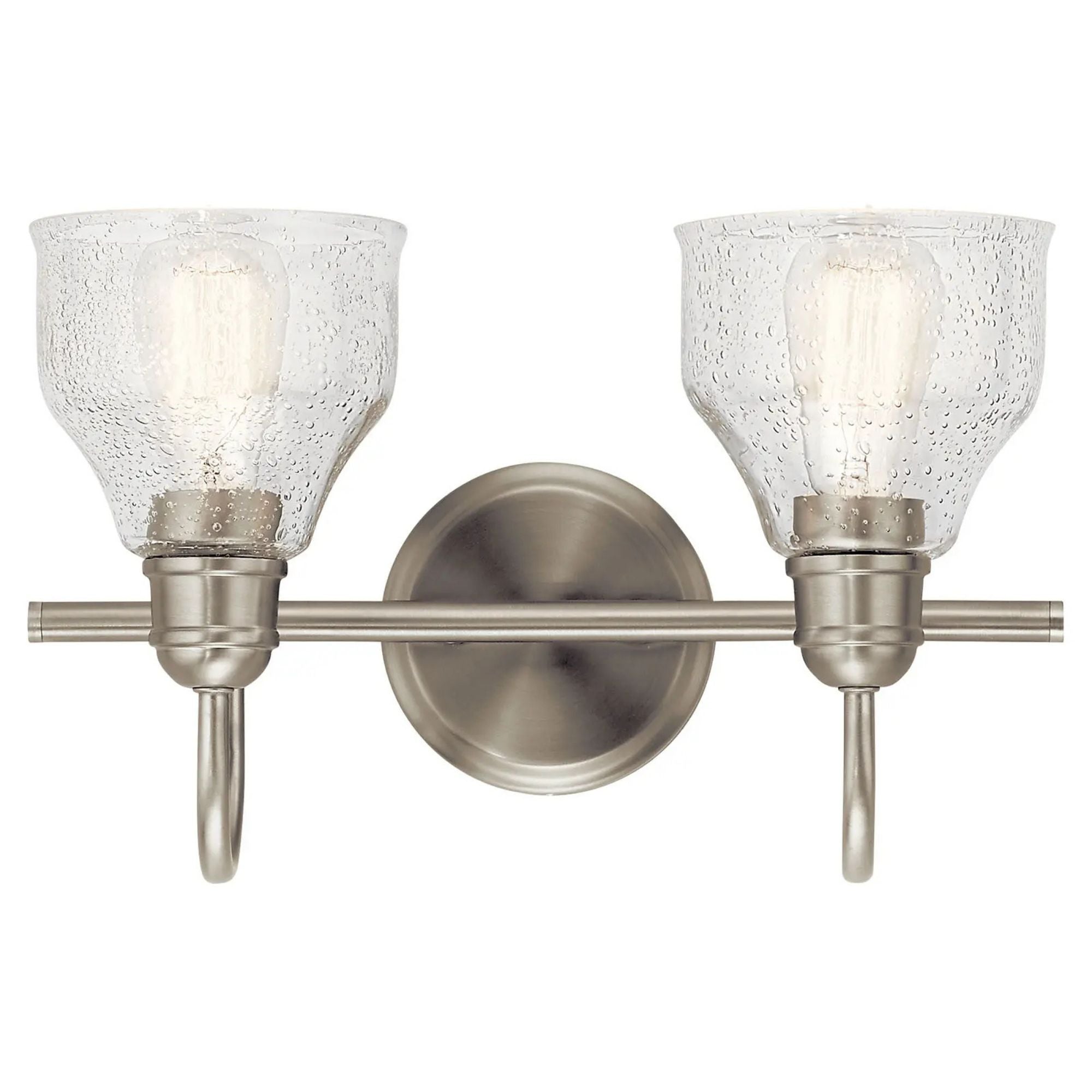 Kichler Avery 15 in. 2-Light Bathroom Vanity Light, Brushed Nickel with Clear Seeded Glass