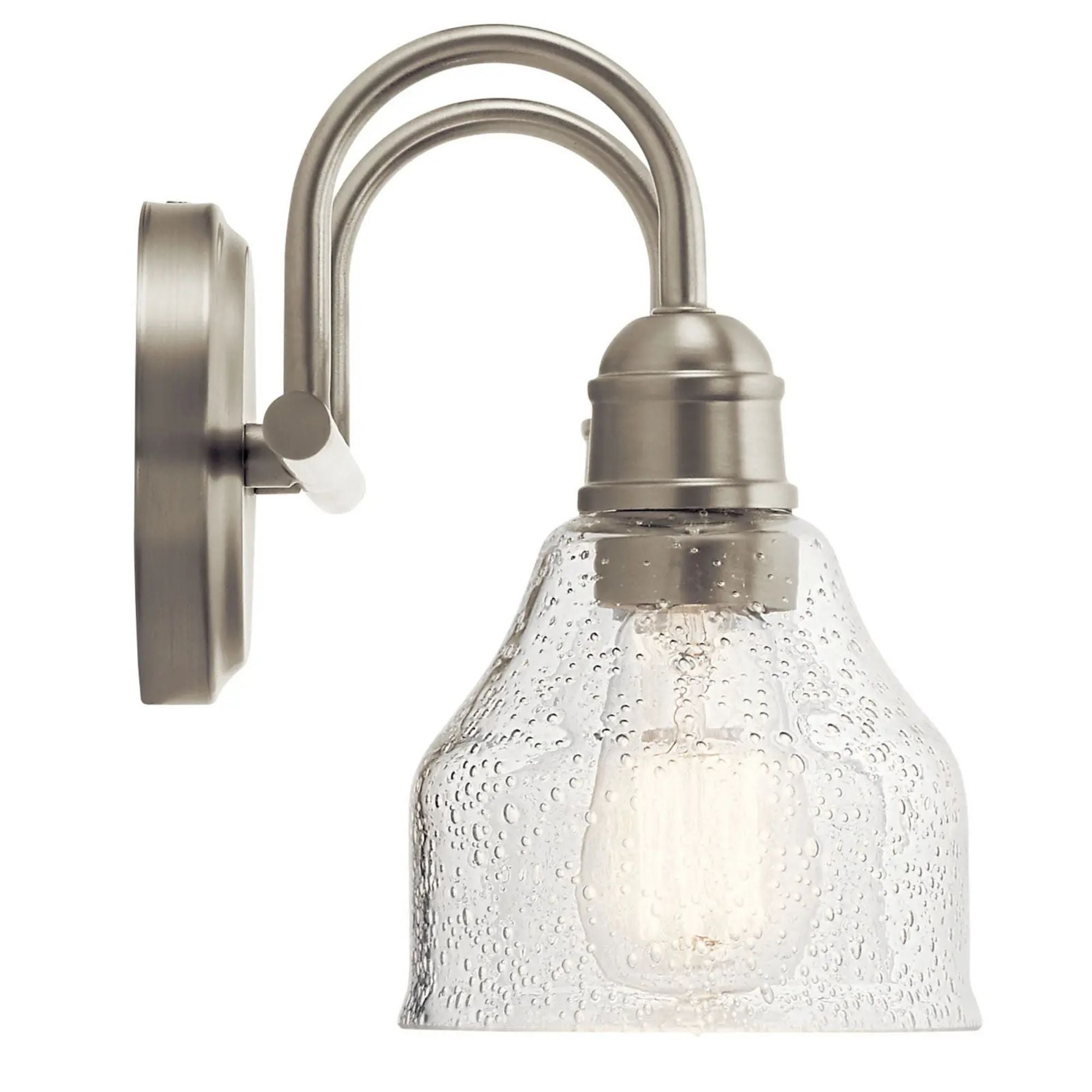 Kichler Avery 15 in. 2-Light Bathroom Vanity Light, Brushed Nickel with Clear Seeded Glass