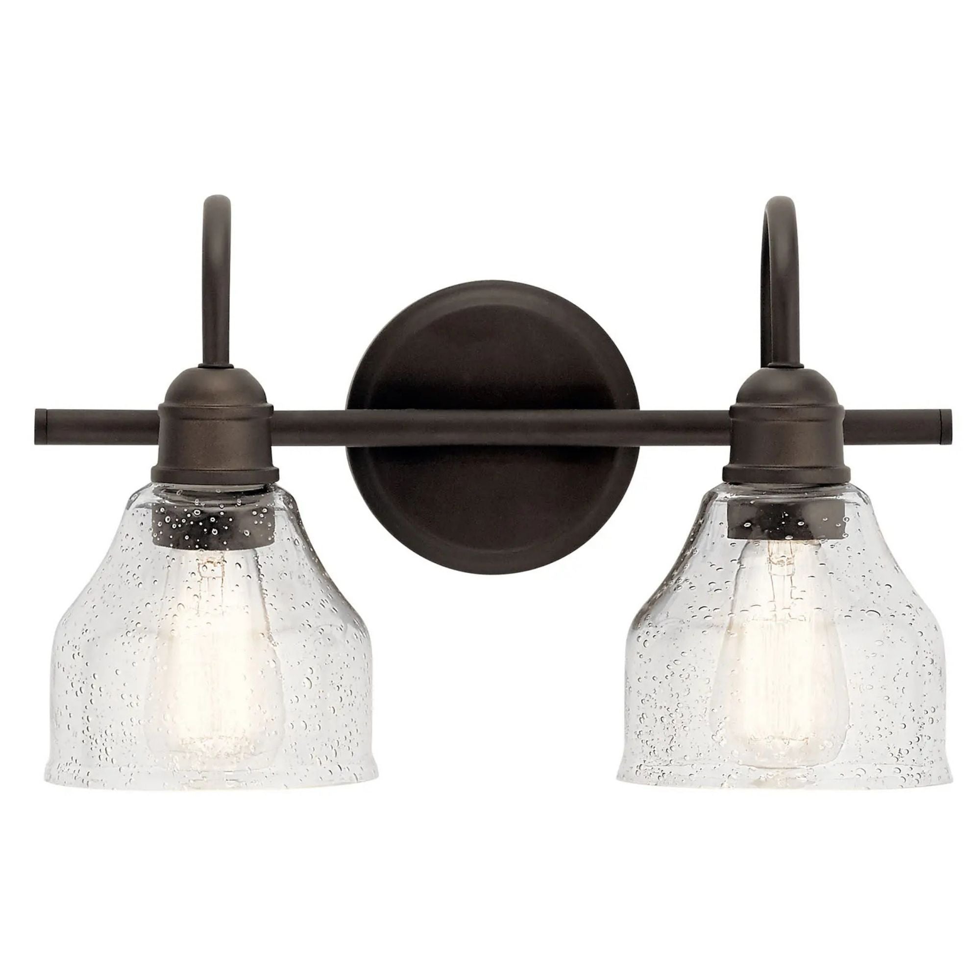 Kichler Avery 15 in. 2-Light Bathroom Vanity Light, Olde Bronze with Clear Seeded Glass