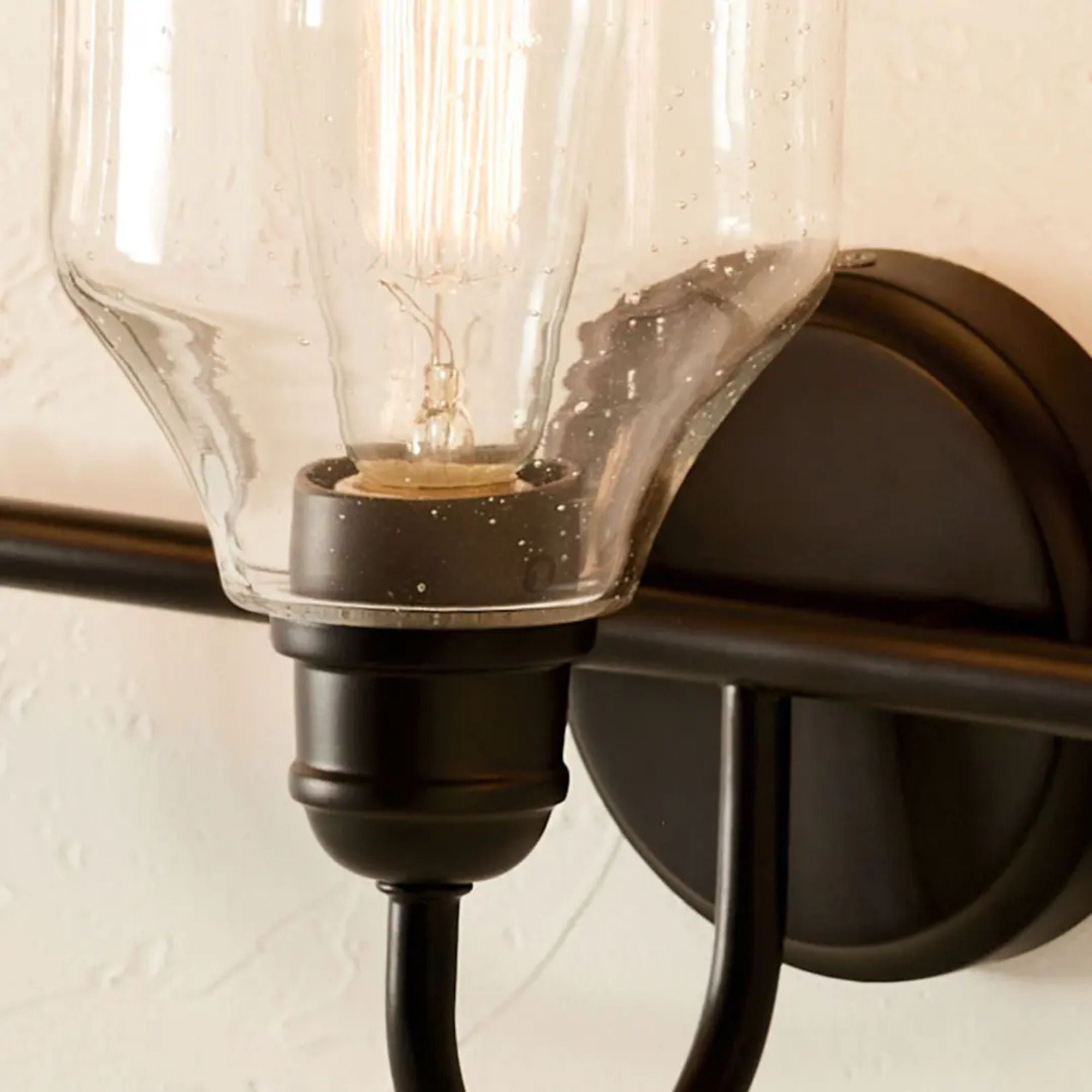 Kichler Avery 24 in. 3-Light Bathroom Vanity Light, Black with Clear Seeded Glass