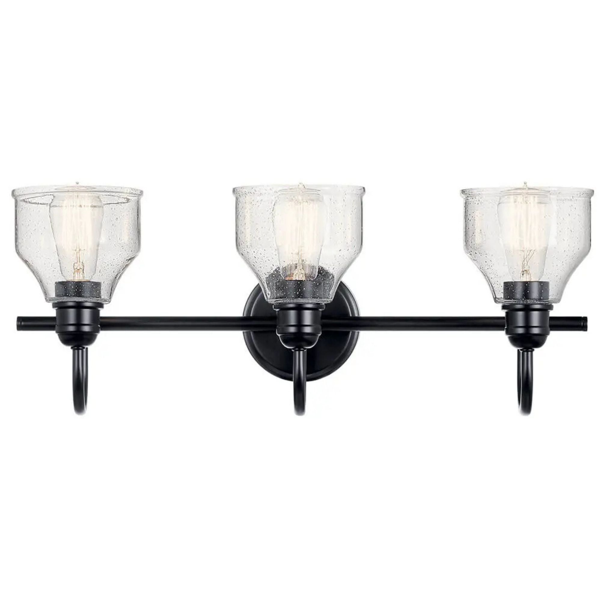 Kichler Avery 24 in. 3-Light Bathroom Vanity Light, Black with Clear Seeded Glass