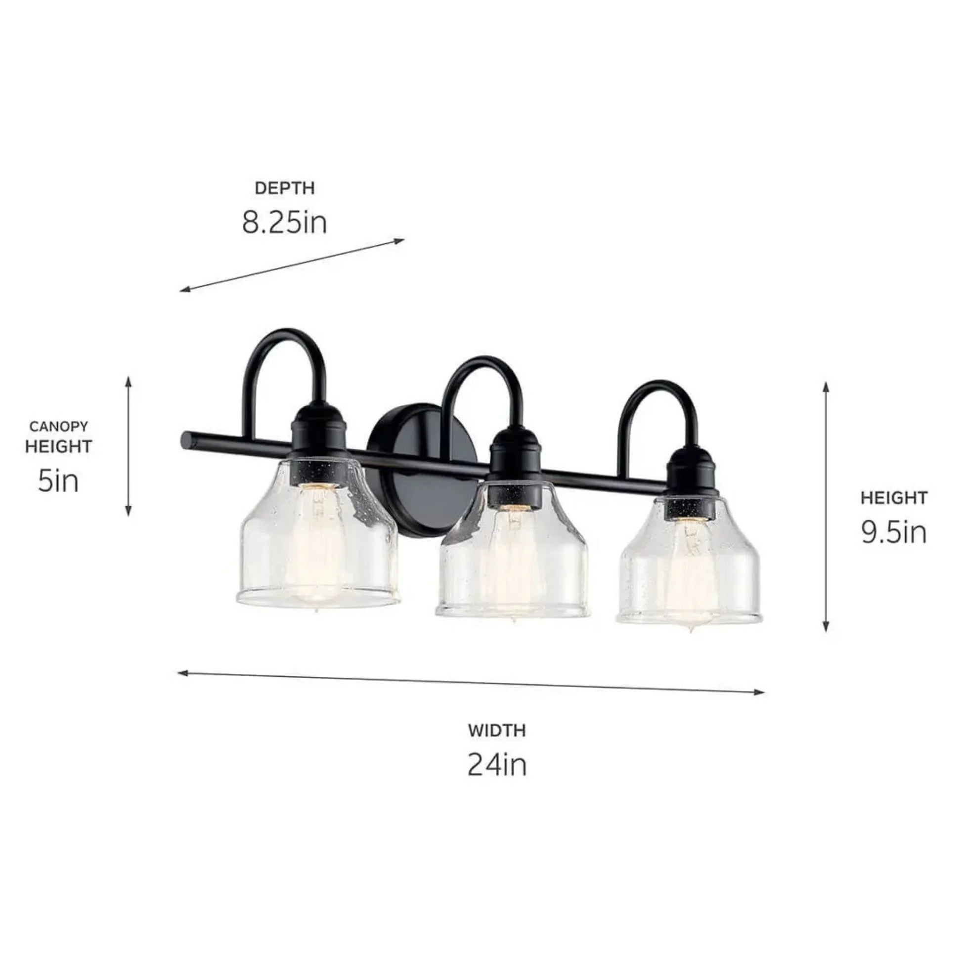 Kichler Lighting - Avery 24" 3-Light Bath Vanity Light, Black Finish | Bees Lighting
