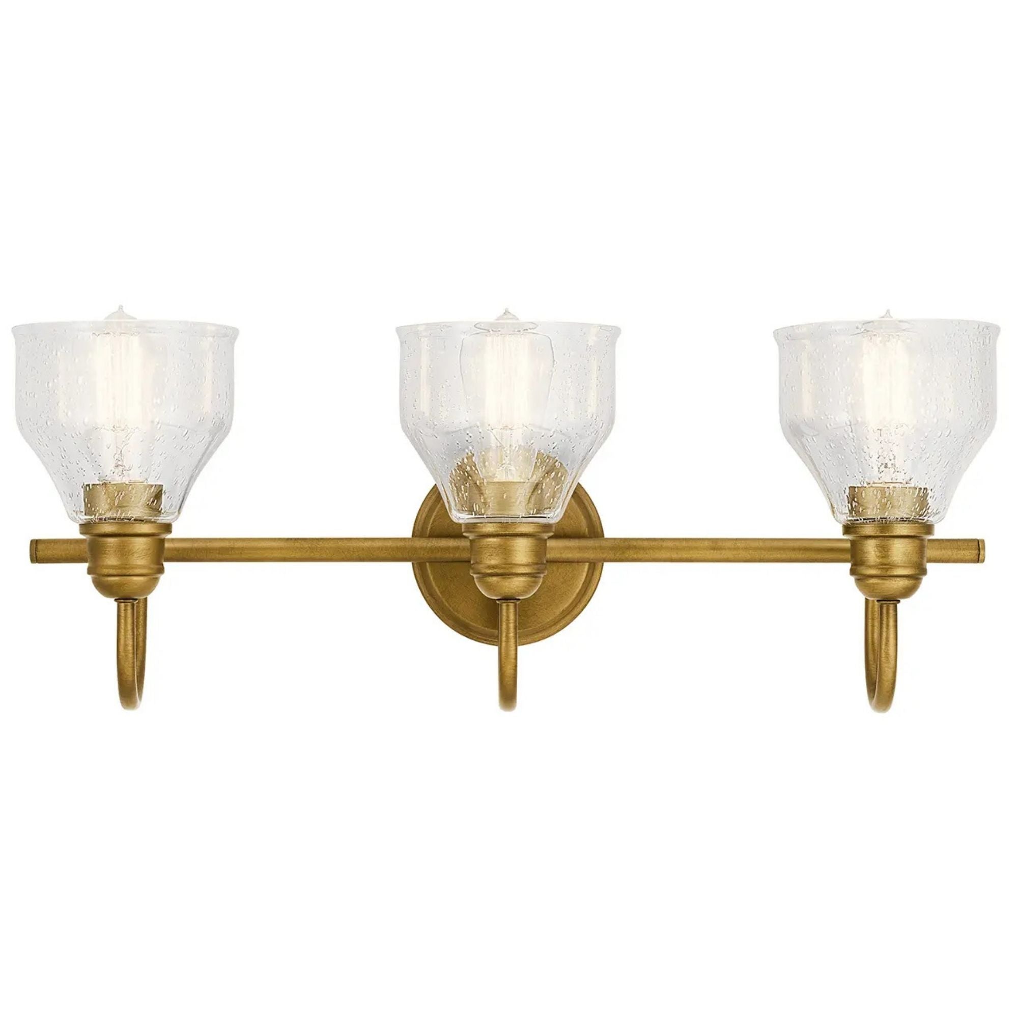 Kichler Avery 24 in. 3-Light Bathroom Vanity Light, Natural Brass with Clear Seeded Glass