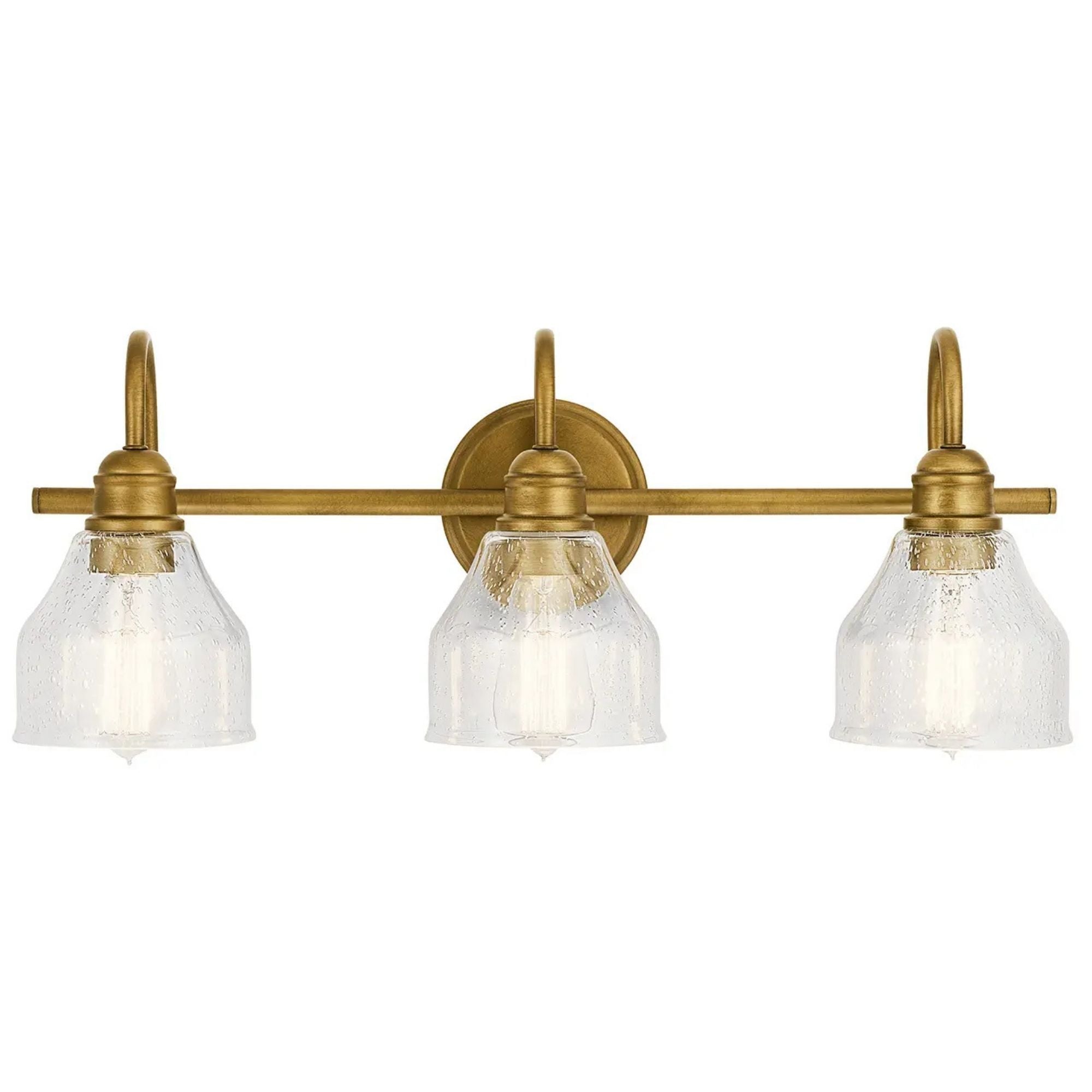 Kichler Avery 24 in. 3-Light Bathroom Vanity Light, Natural Brass with Clear Seeded Glass