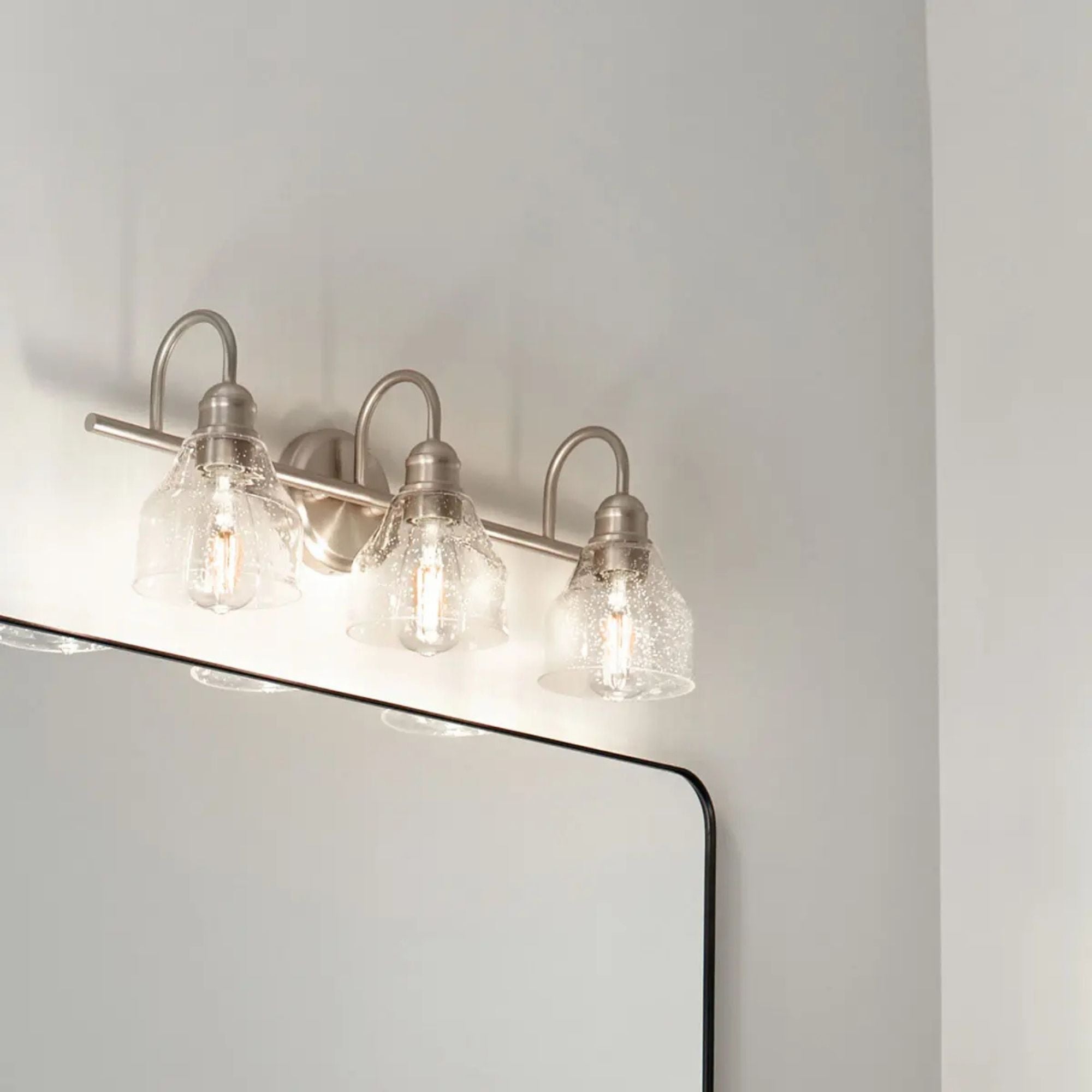 Kichler Avery 24 in. 3-Light Bathroom Vanity Light, Brushed Nickel with Clear Seeded Glass