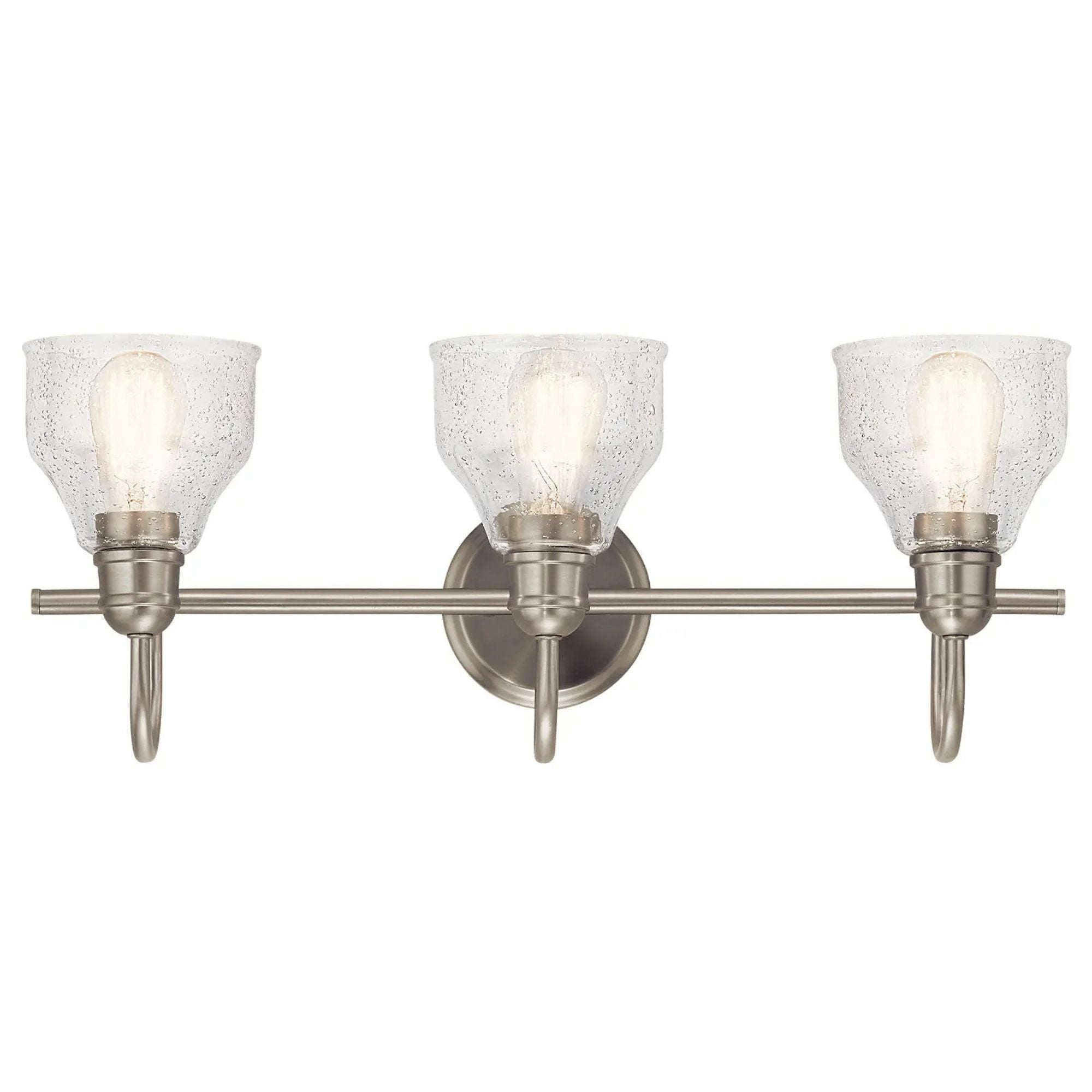 Kichler Avery 24 in. 3-Light Bathroom Vanity Light, Brushed Nickel with Clear Seeded Glass