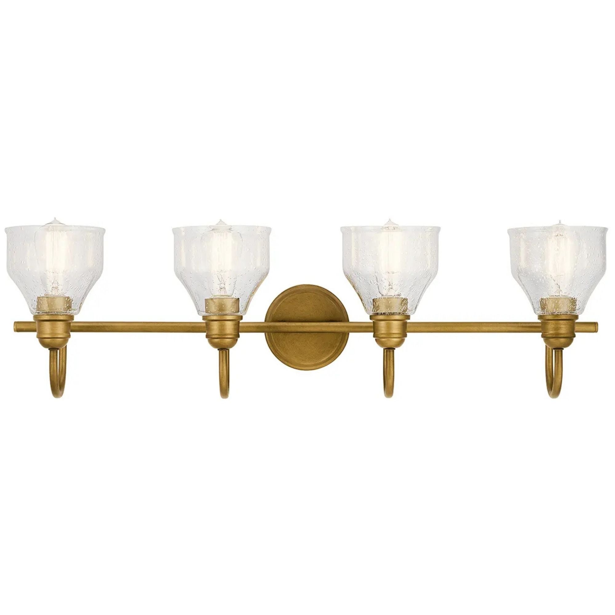 Kichler Avery 33.5 in. 4-Light Bathroom Vanity Light, Natural Brass with Clear Seeded Glass