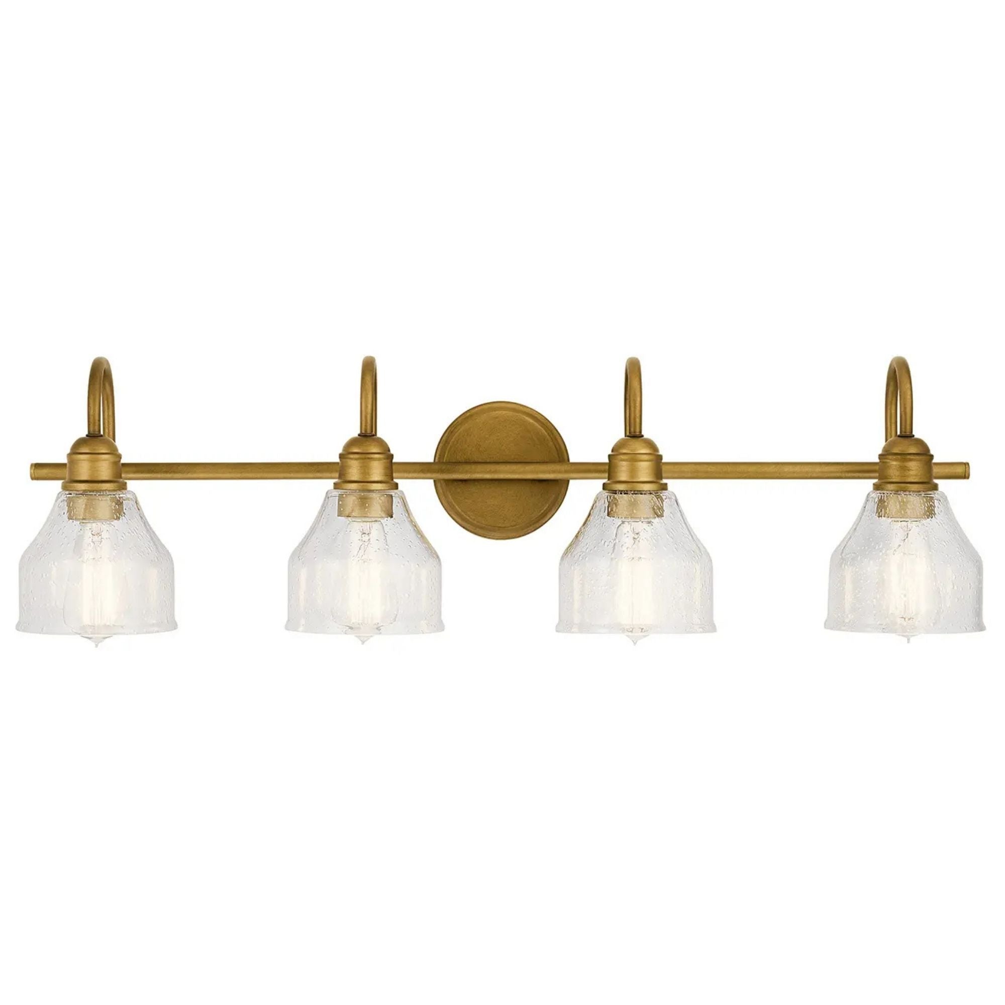 Kichler Avery 33.5 in. 4-Light Bathroom Vanity Light, Natural Brass with Clear Seeded Glass