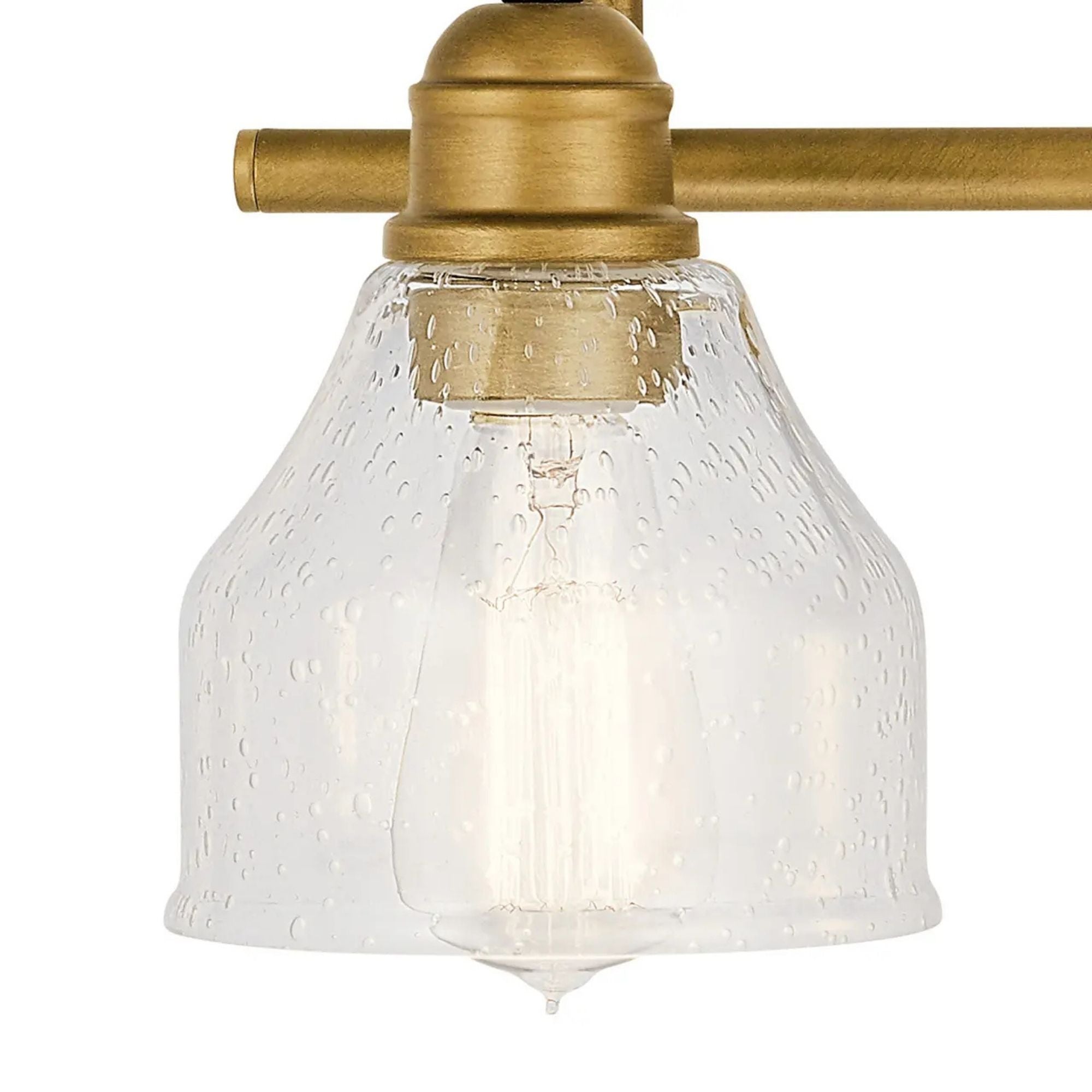 Kichler Avery 33.5 in. 4-Light Bathroom Vanity Light, Natural Brass with Clear Seeded Glass