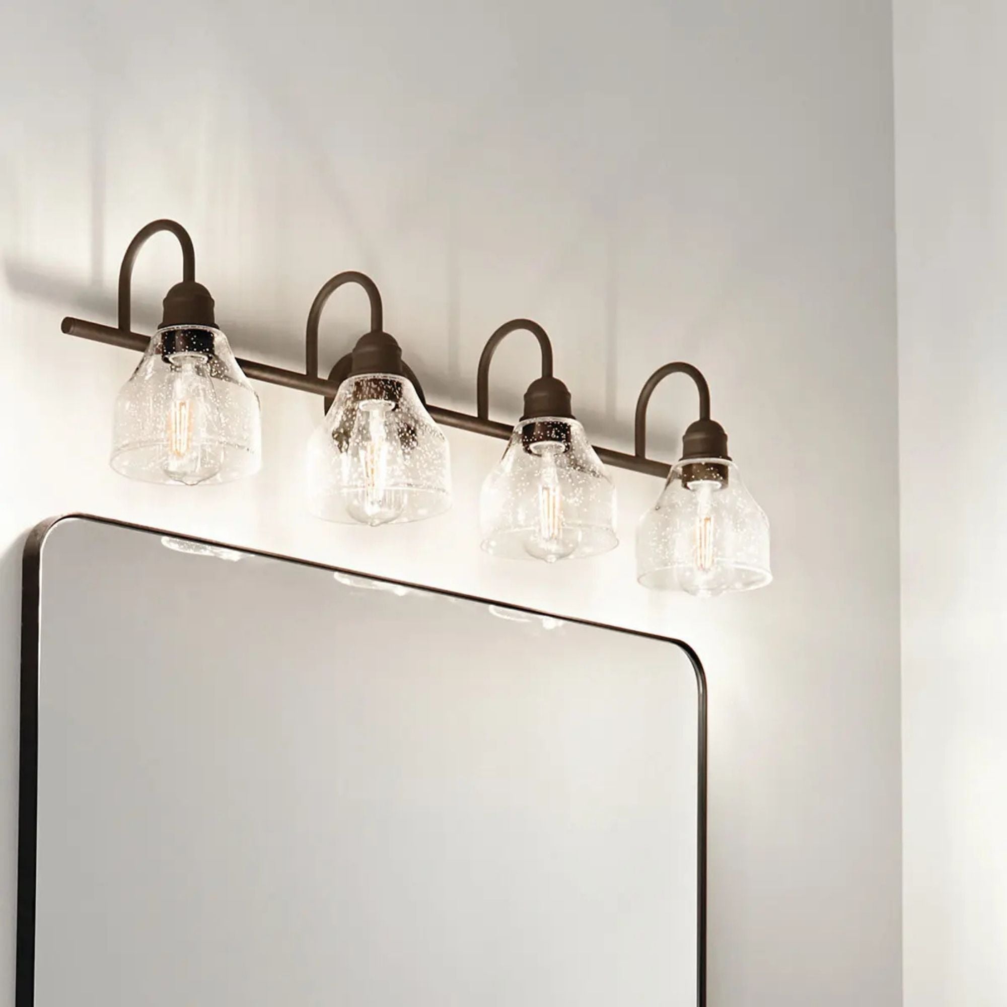 Kichler Avery 33.5 in. 4-Light Bathroom Vanity Light, Olde Bronze with Clear Seeded Glass