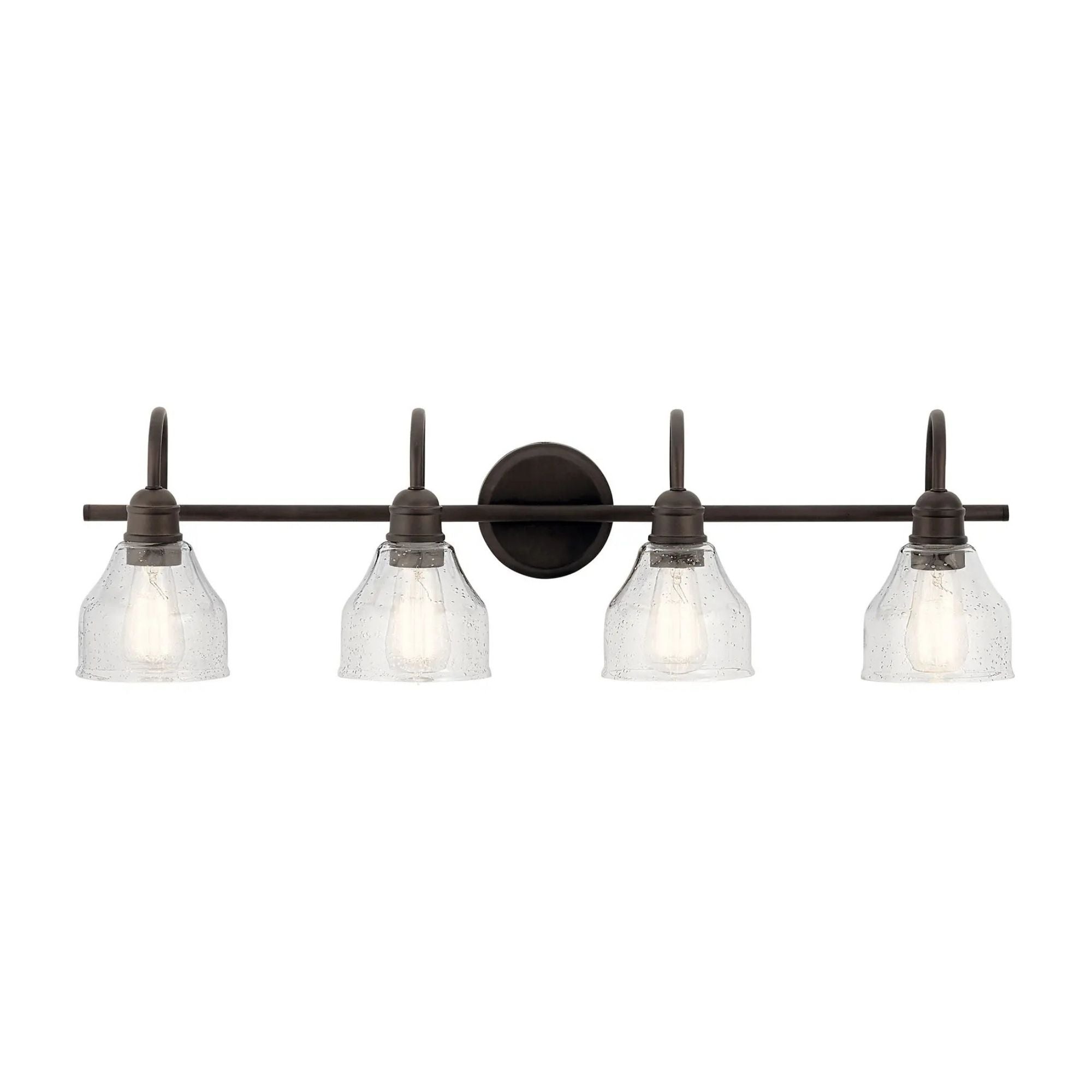 Kichler Avery 33.5 in. 4-Light Bathroom Vanity Light, Olde Bronze with Clear Seeded Glass