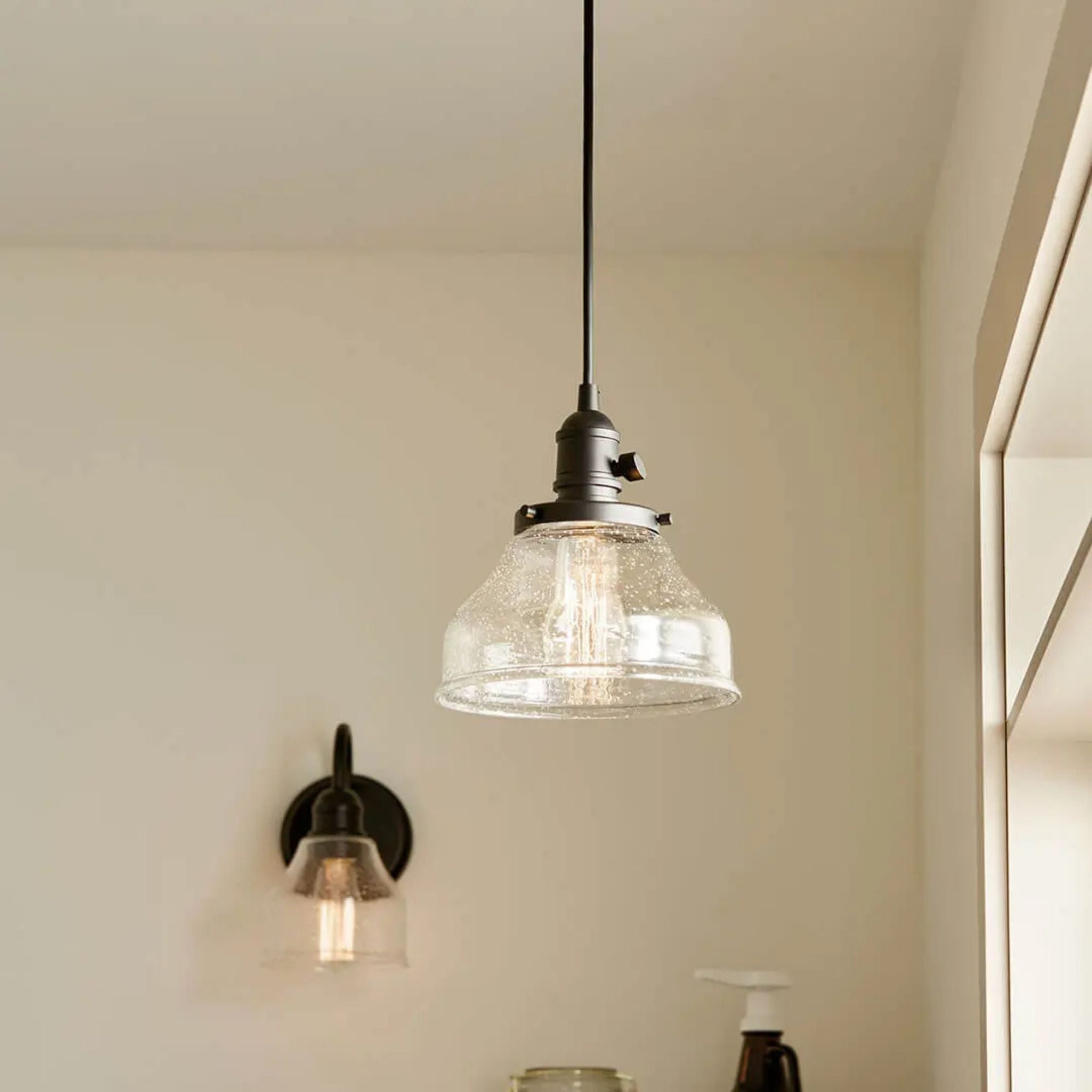 Avery 8" Bell Mini Pendant, Black Finish