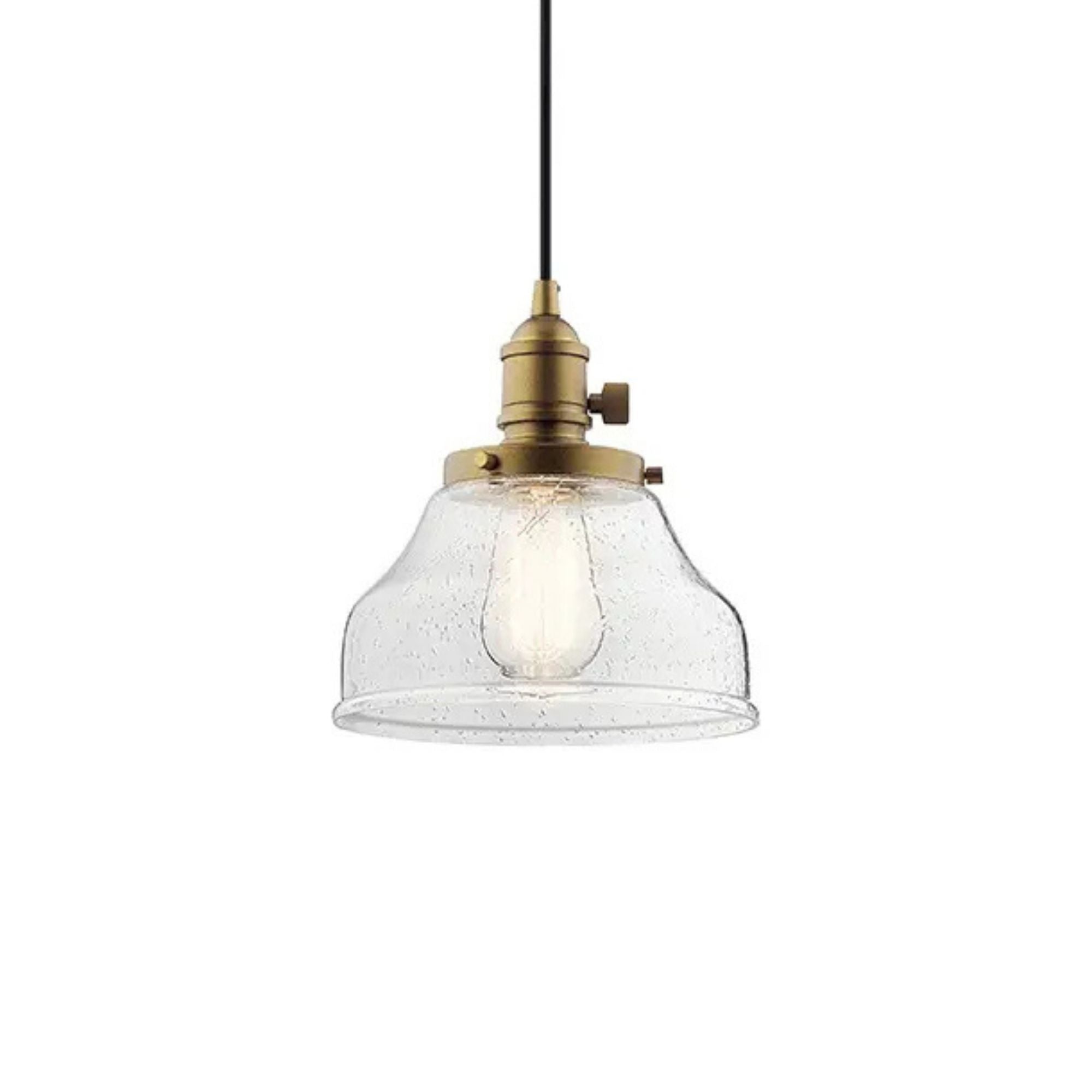 Avery 8" Bell Mini Pendant, Natural Brass Finish