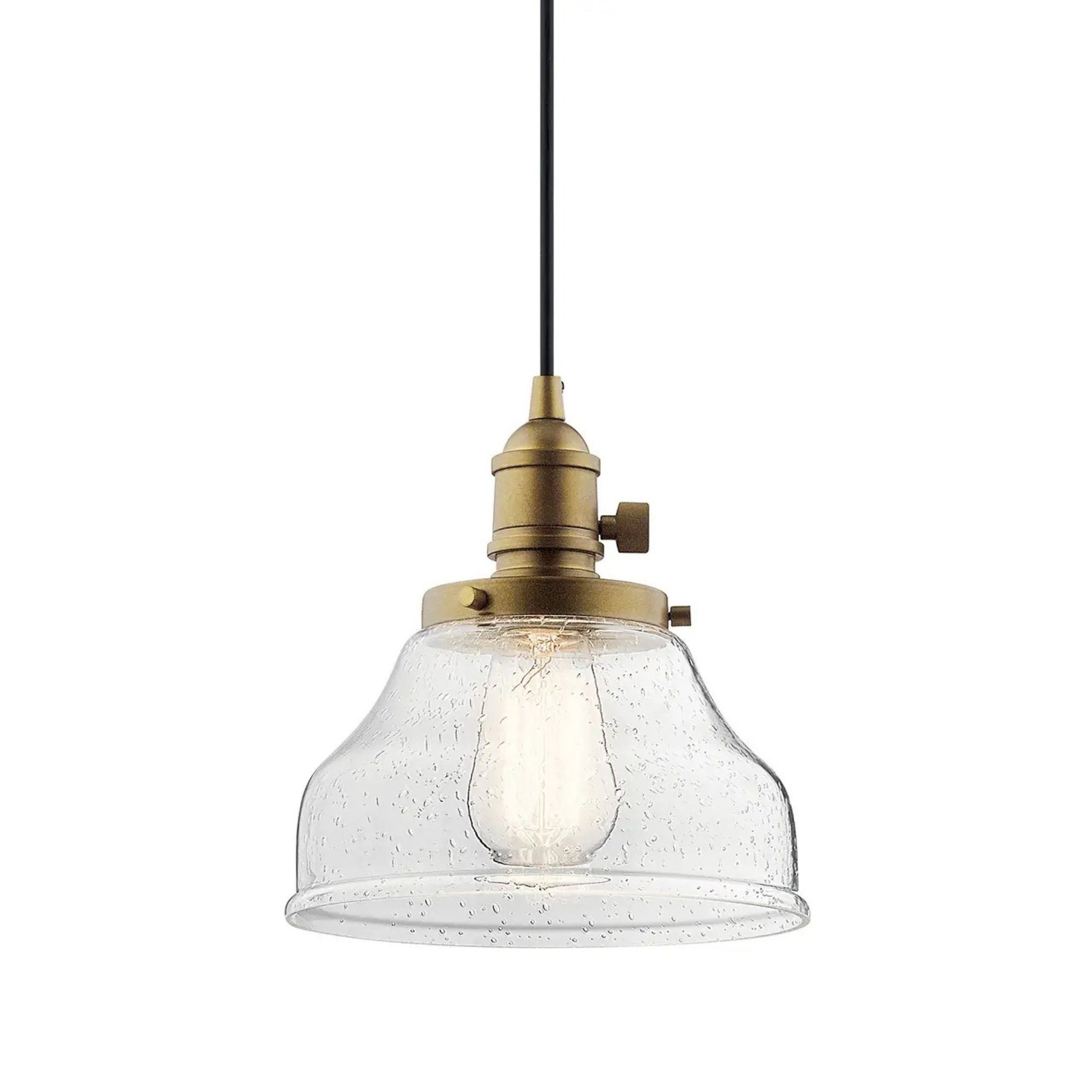 Avery 8" Bell Mini Pendant, Natural Brass Finish - Bees Lighting