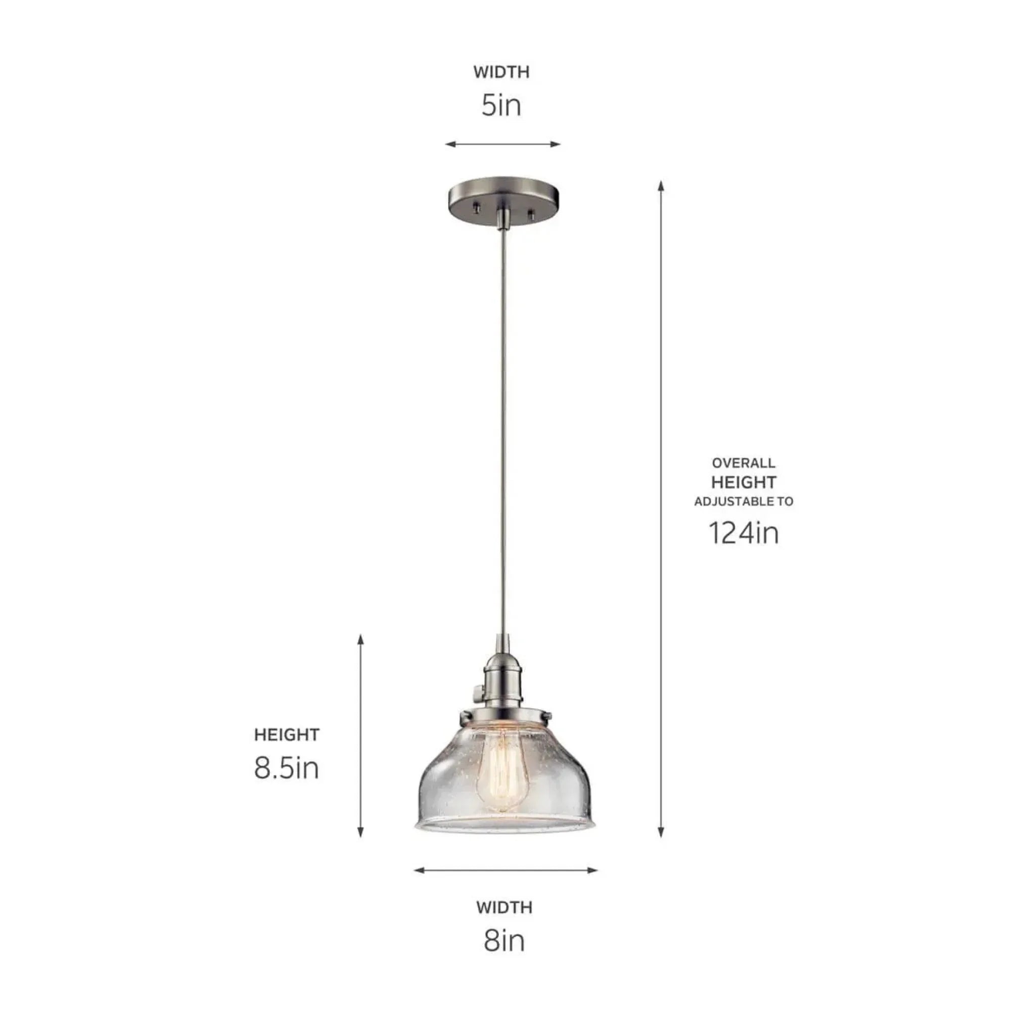 Kichler Lighting - Avery 8" Bell Mini Pendant, Brushed Nickel Finish | Bees Lighting