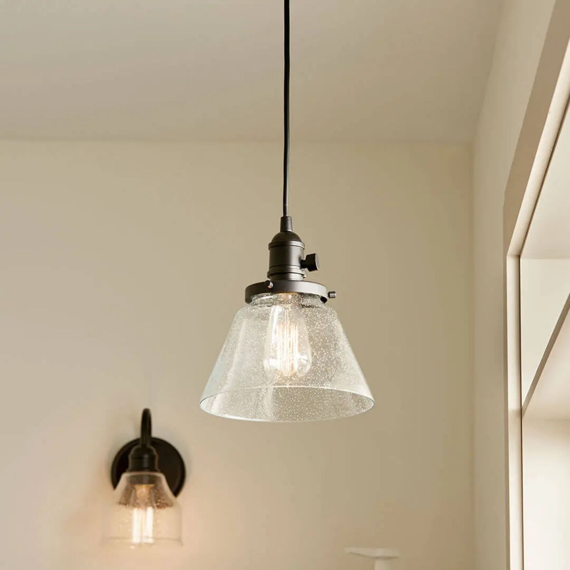Avery 8" Cone Mini Pendant, Black Finish