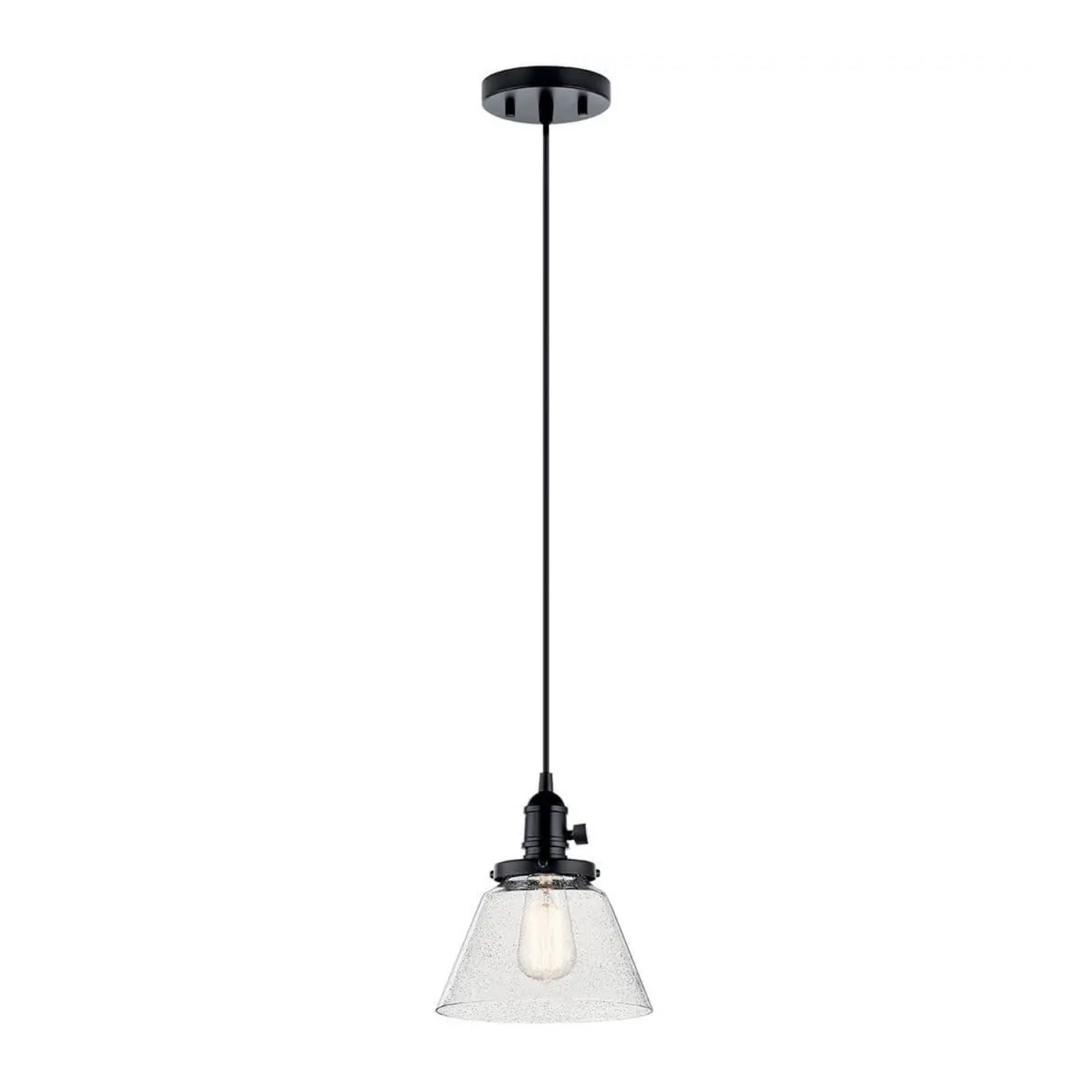 Avery 8" Cone Mini Pendant, Black Finish - Bees Lighting