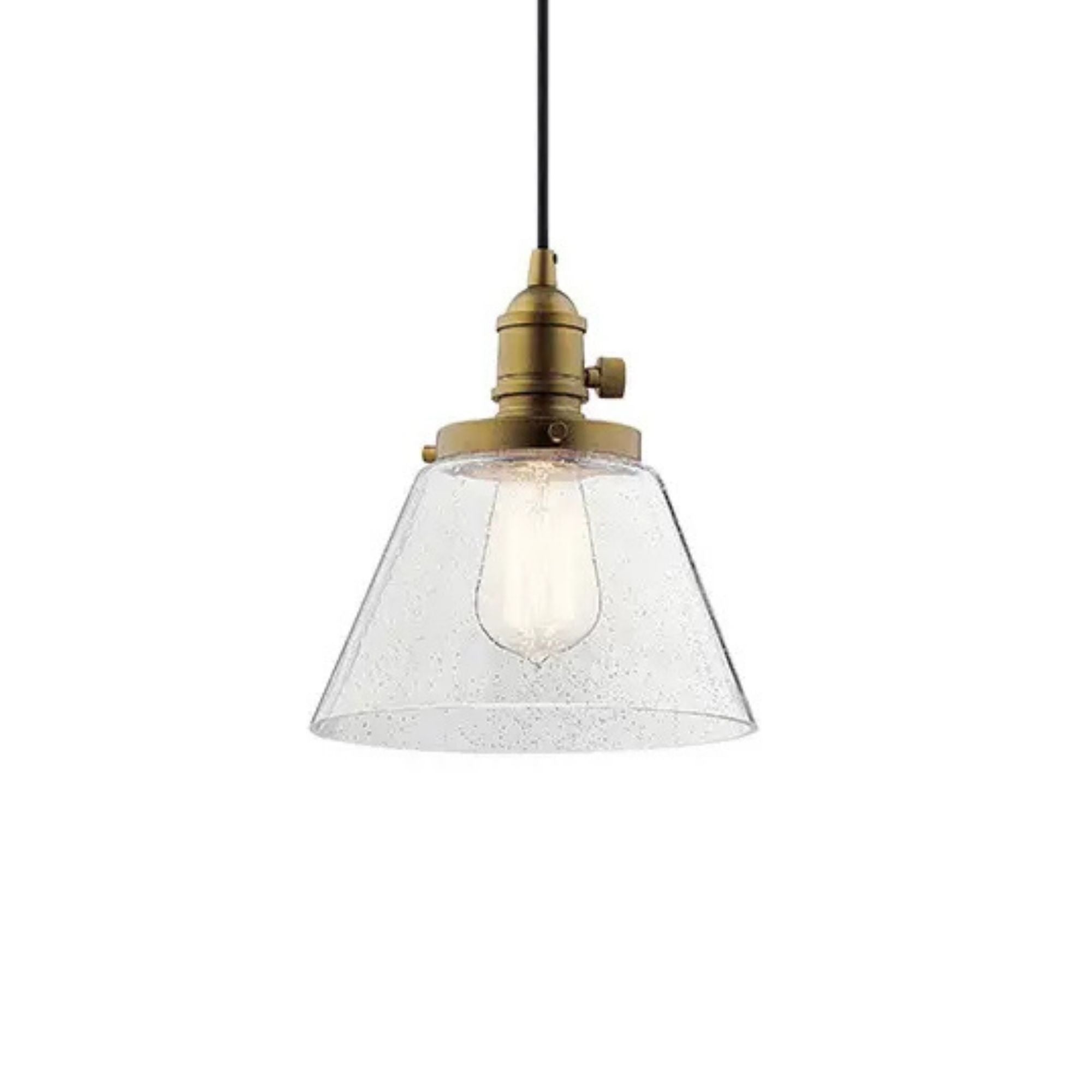 Avery 8" Cone Mini Pendant, Natural Brass Finish
