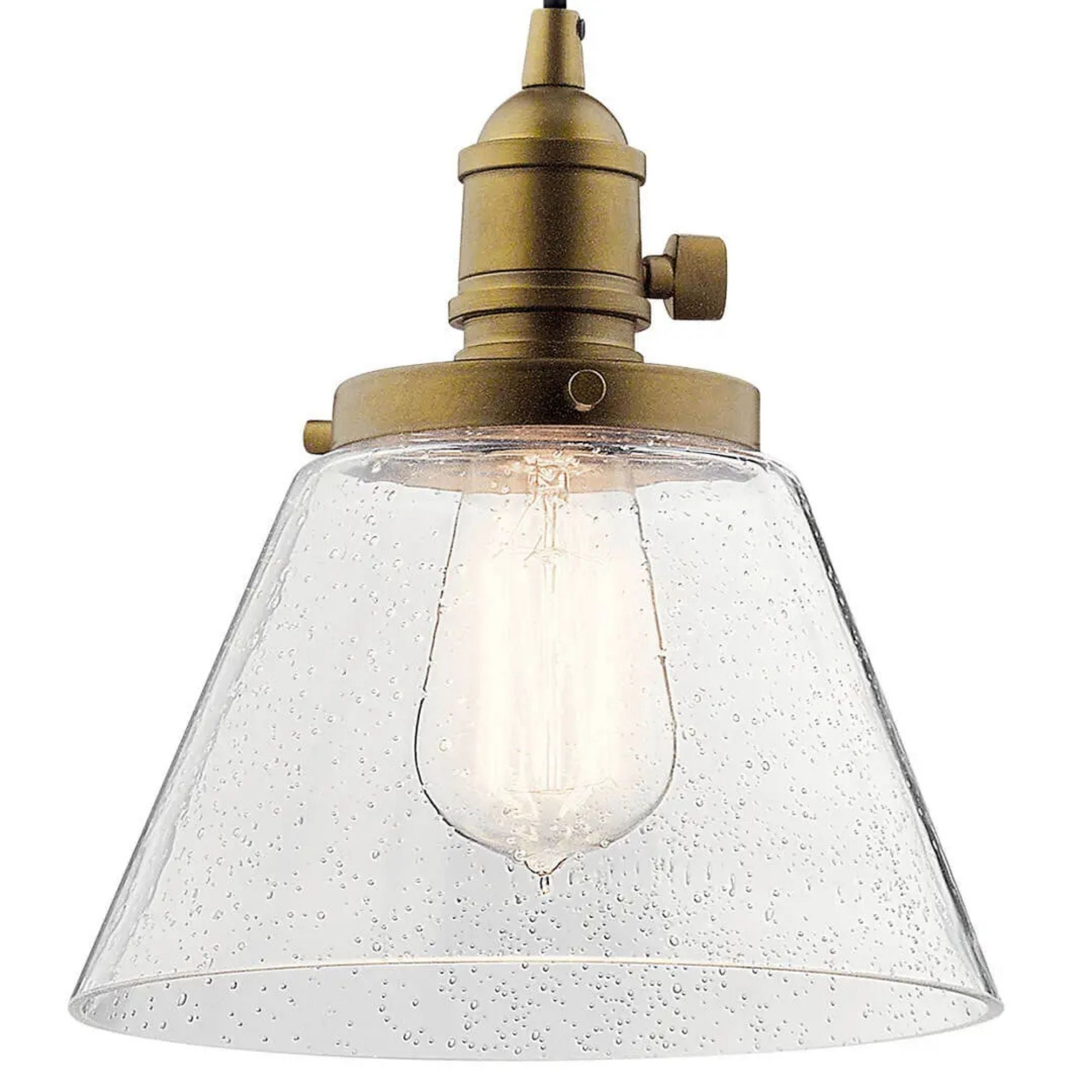 Avery 8" Cone Mini Pendant, Natural Brass Finish