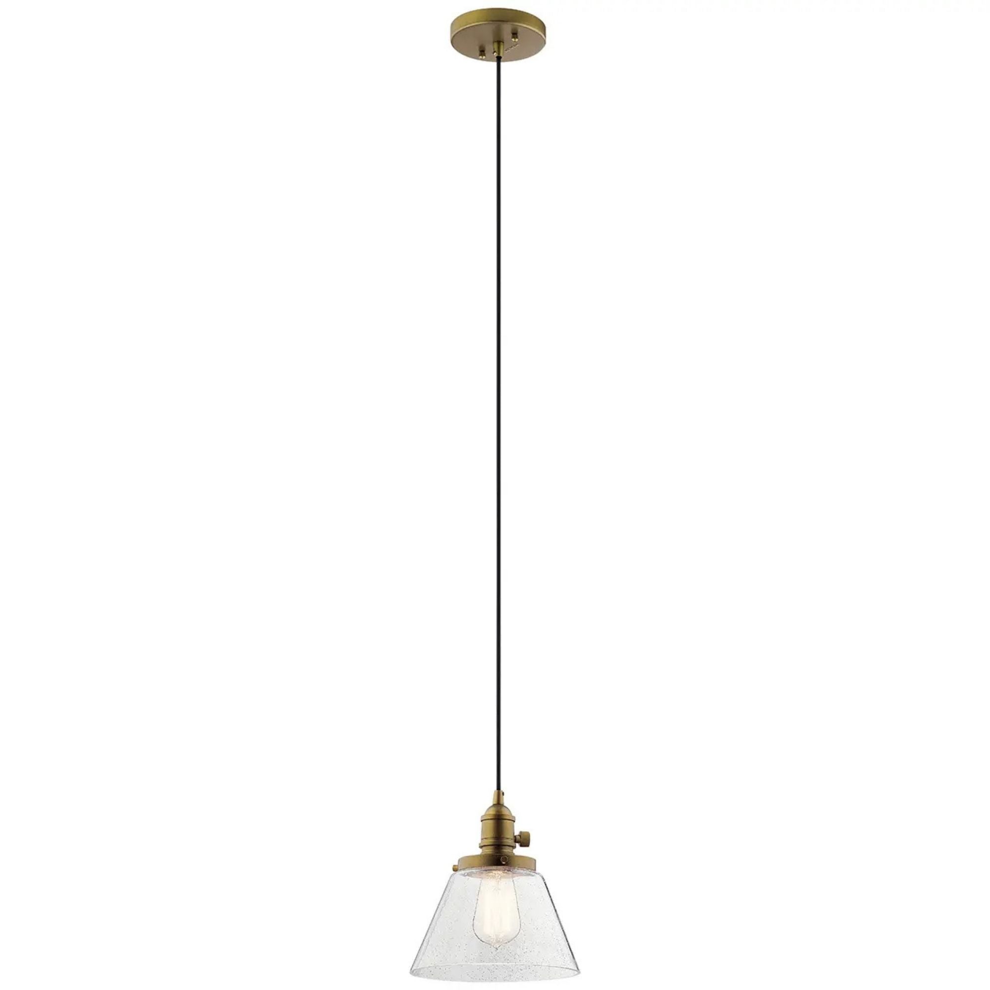 Avery 8" Cone Mini Pendant, Natural Brass Finish