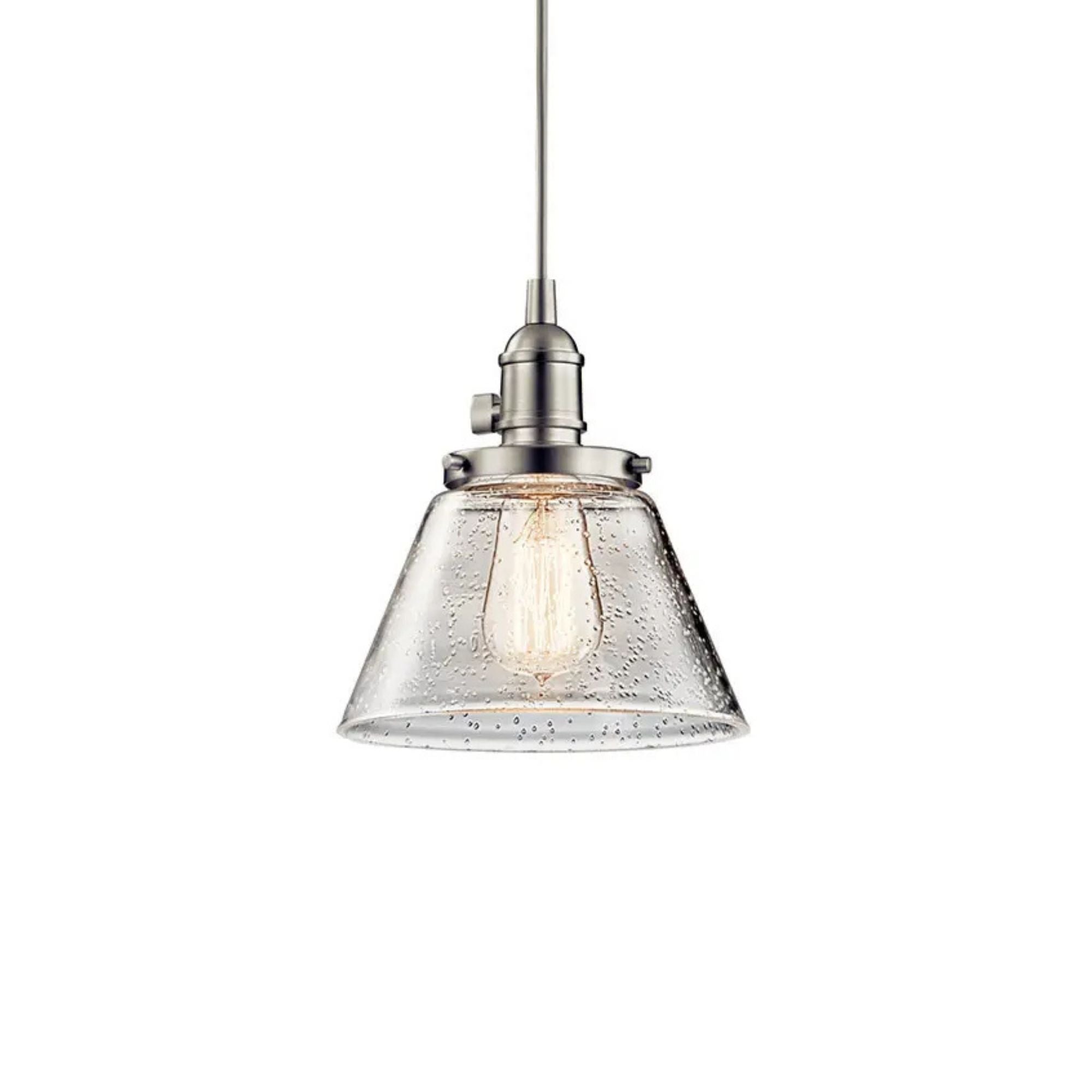 Avery 8" Cone Mini Pendant, Brushed Nickel Finish