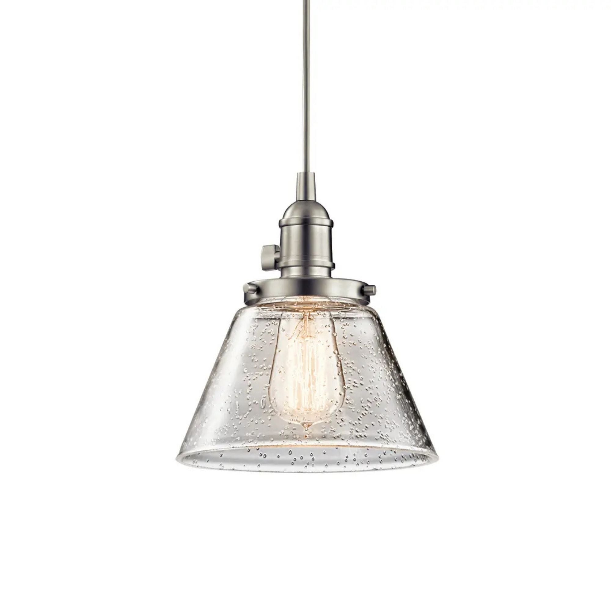 Avery 8" Cone Mini Pendant, Brushed Nickel Finish
