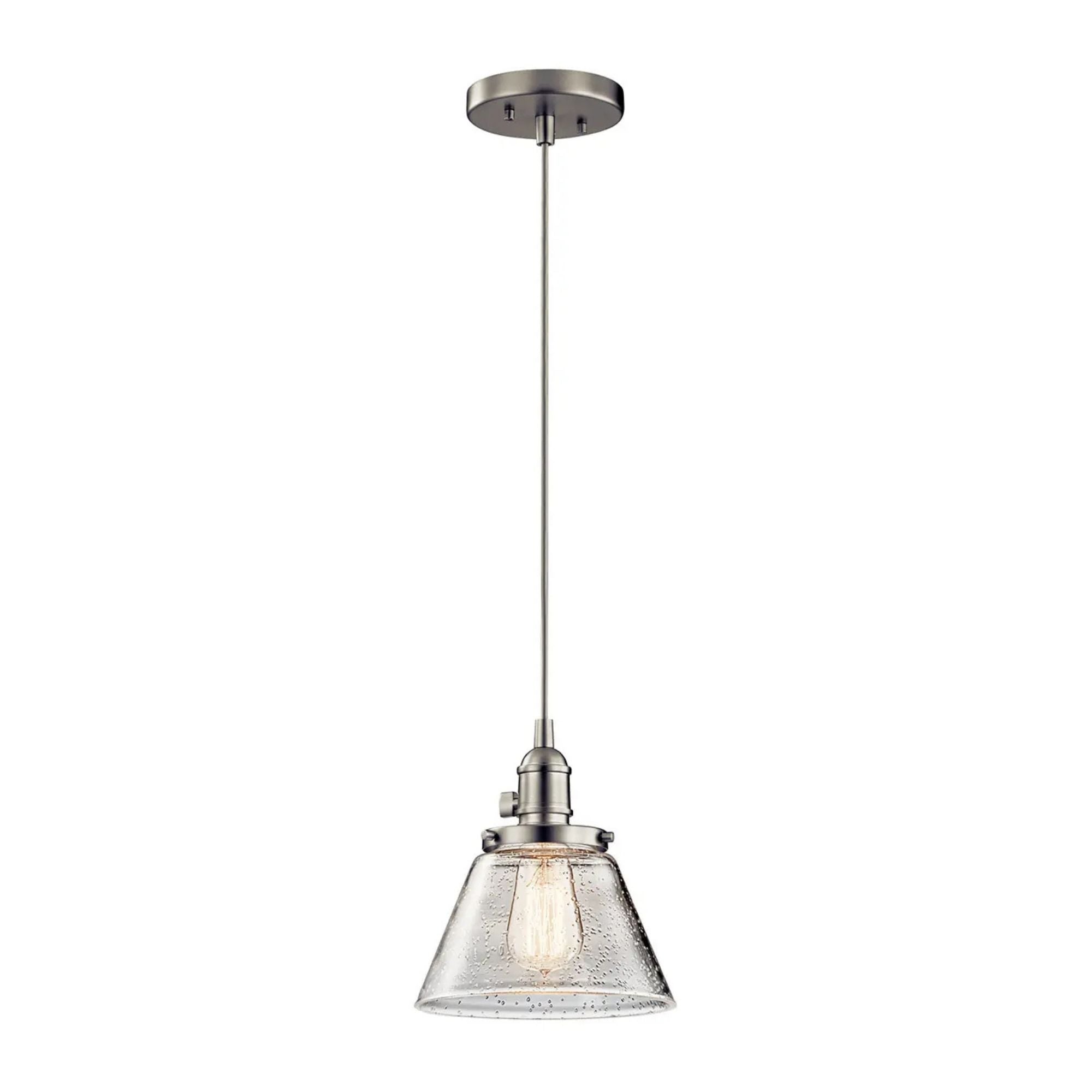 Avery 8" Cone Mini Pendant, Brushed Nickel Finish