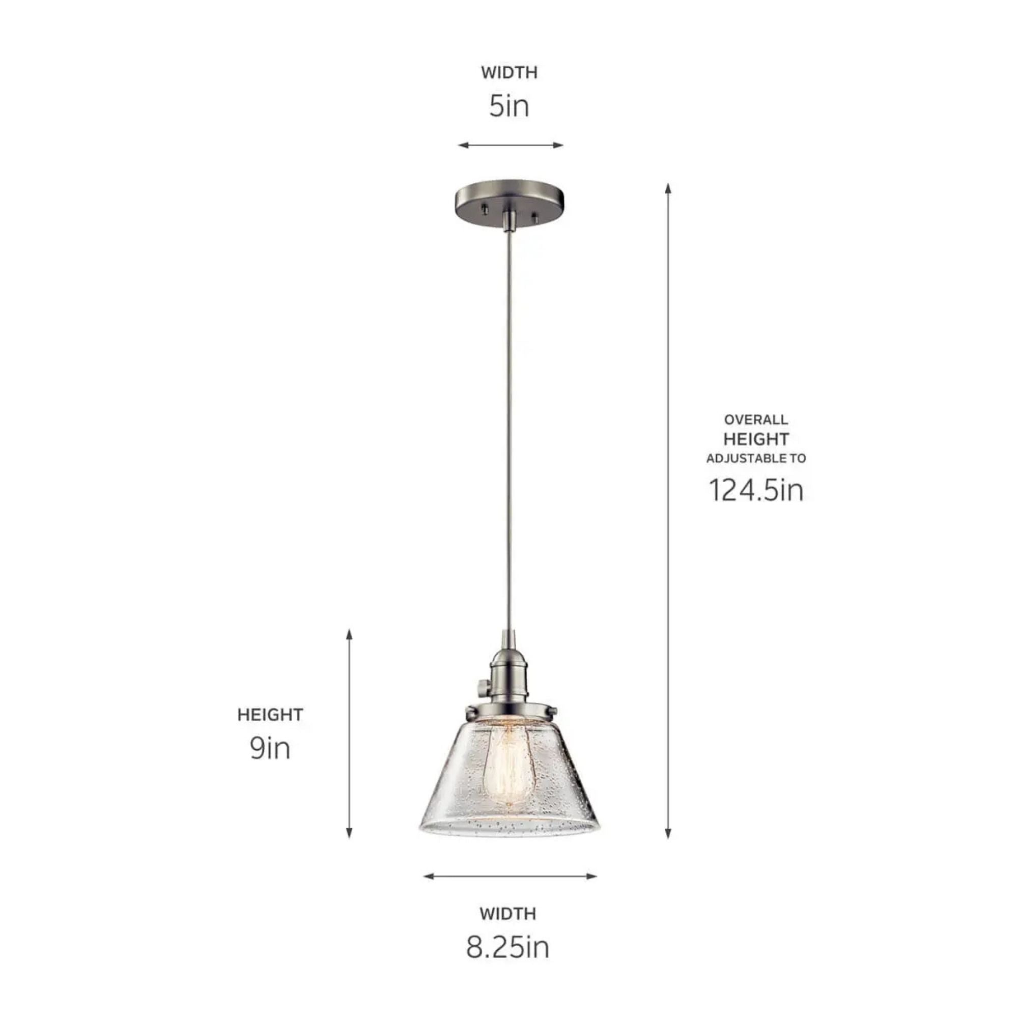 Avery 8" Cone Mini Pendant, Brushed Nickel Finish