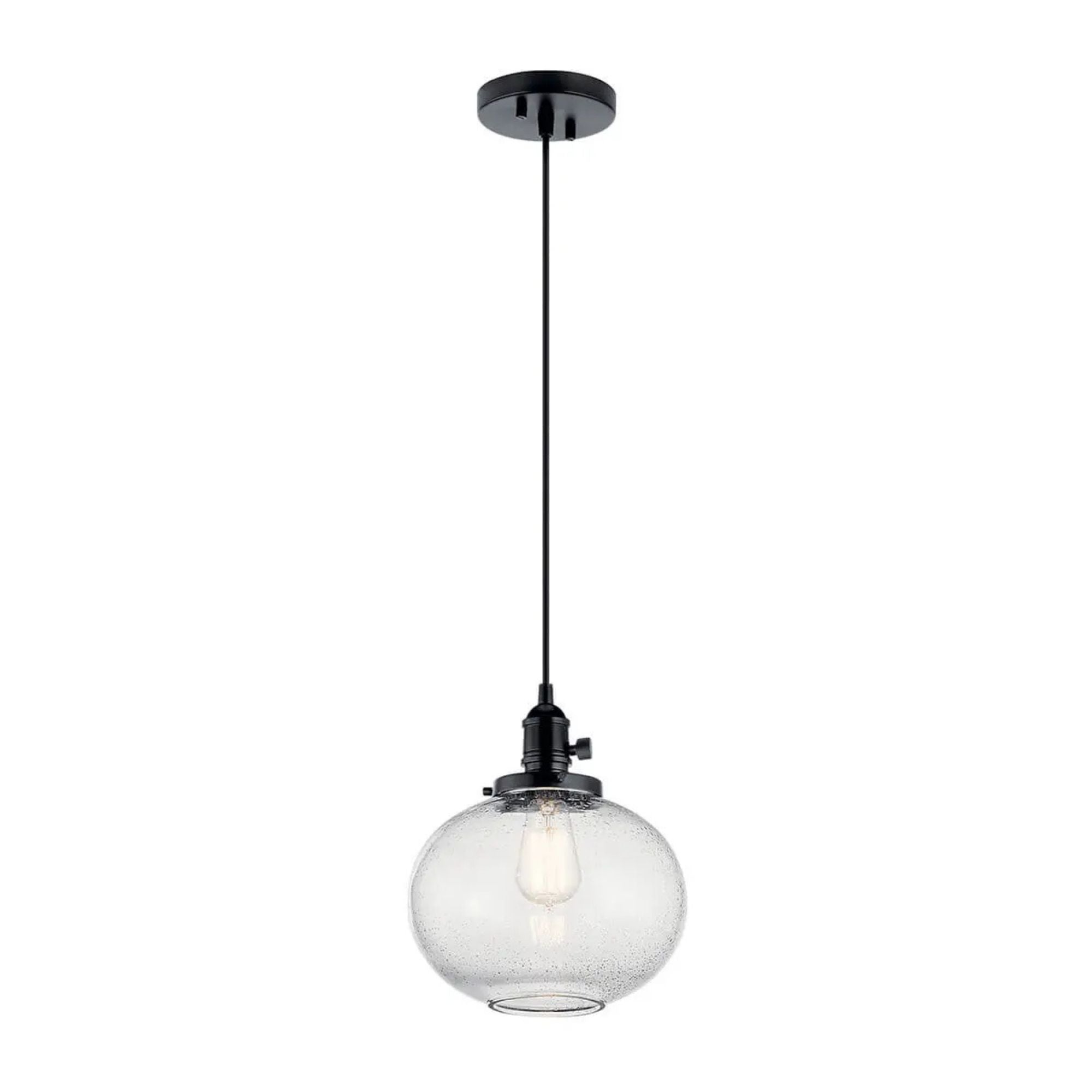 Avery 10" Globe Mini Pendant, Black Finish