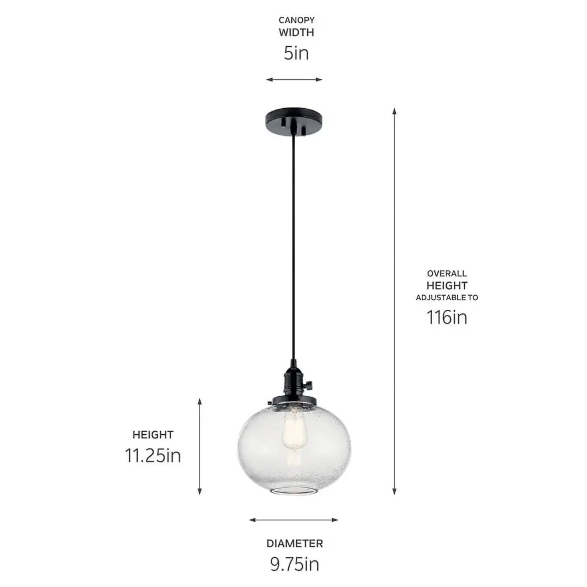 Kichler Lighting - Avery 10" Globe Mini Pendant, Black Finish | Bees Lighting