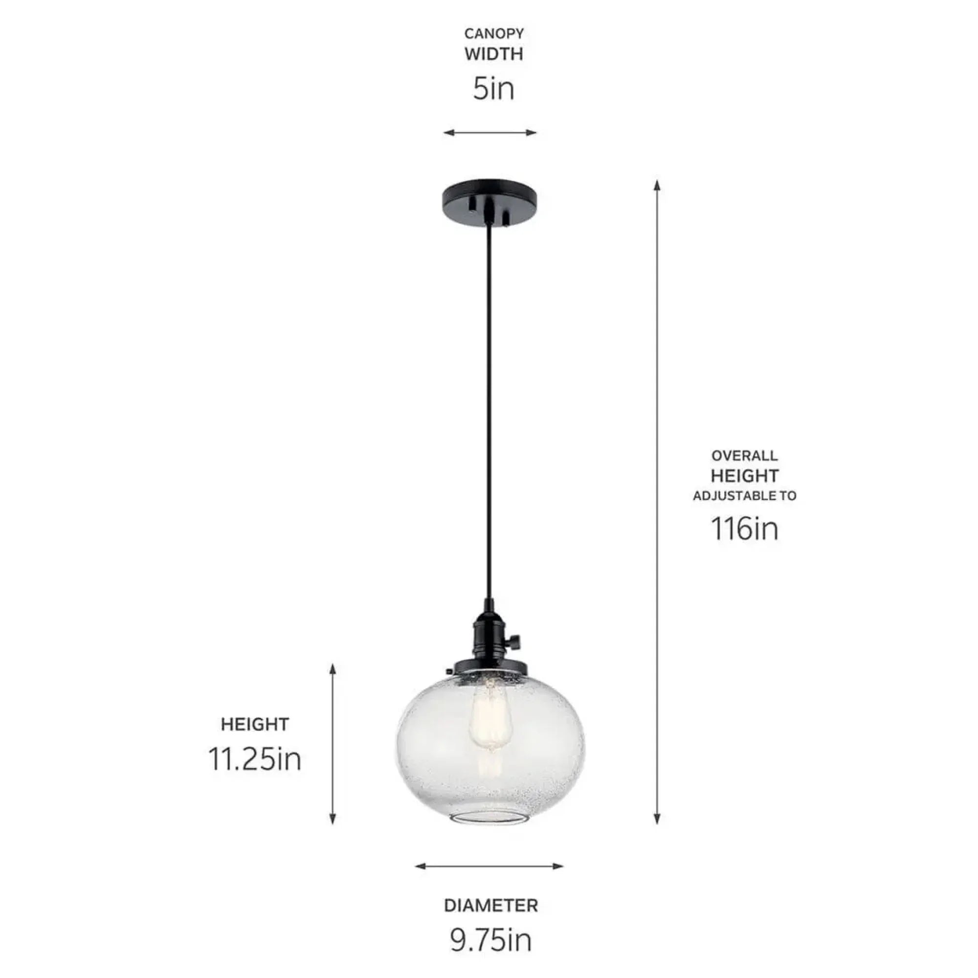 Kichler Lighting - Avery 10" Globe Mini Pendant, Black Finish | Bees Lighting