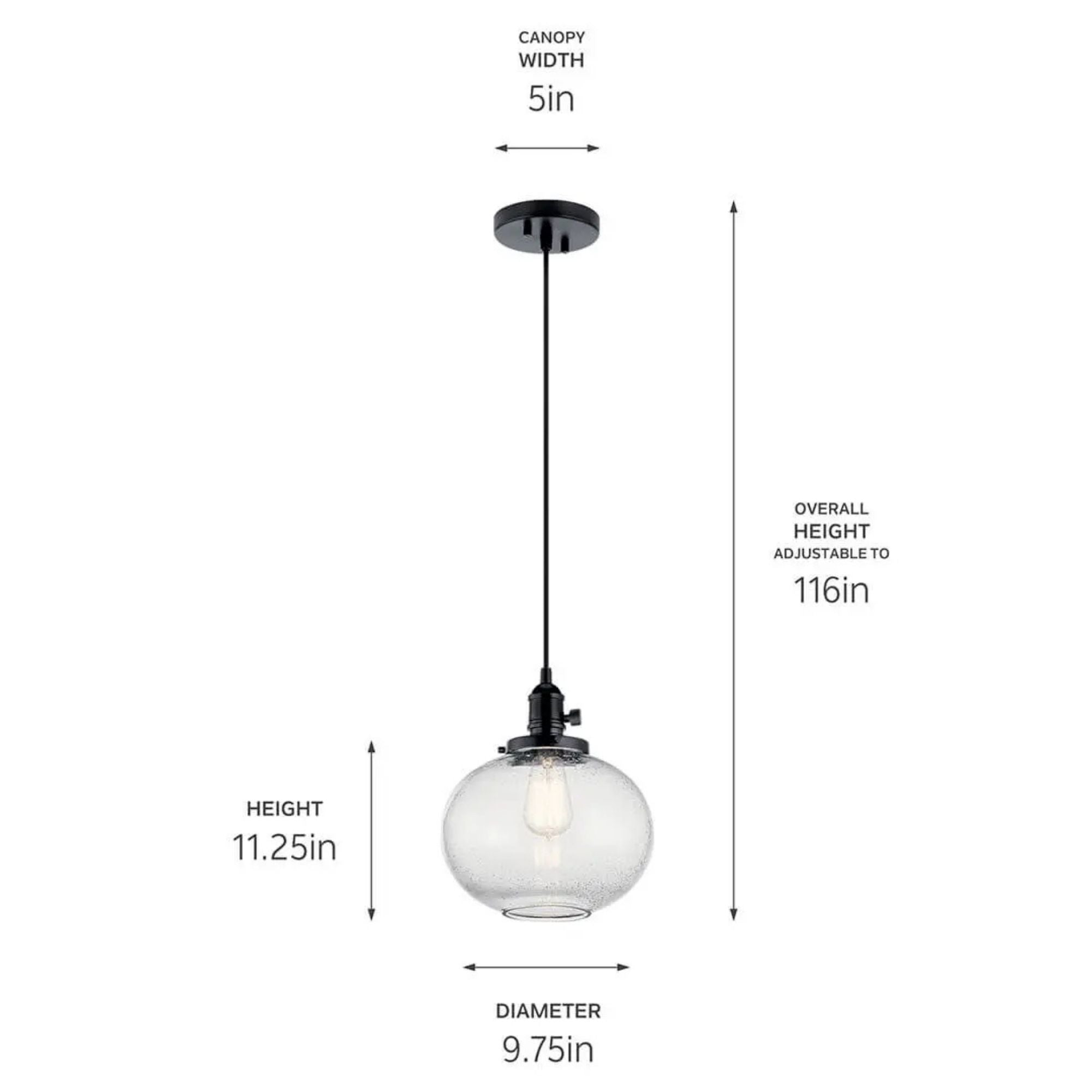 Avery 10" Globe Mini Pendant, Black Finish