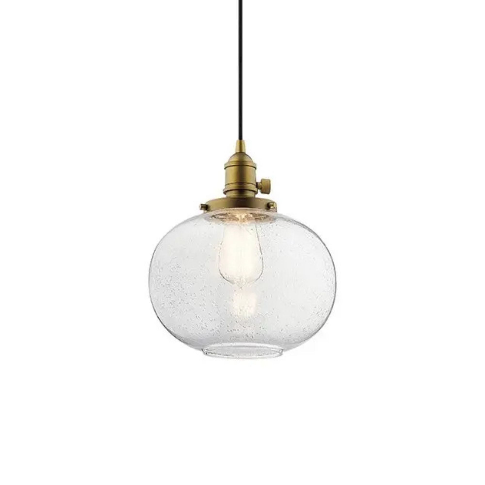 Avery 10" Globe Mini Pendant, Natural Brass Finish