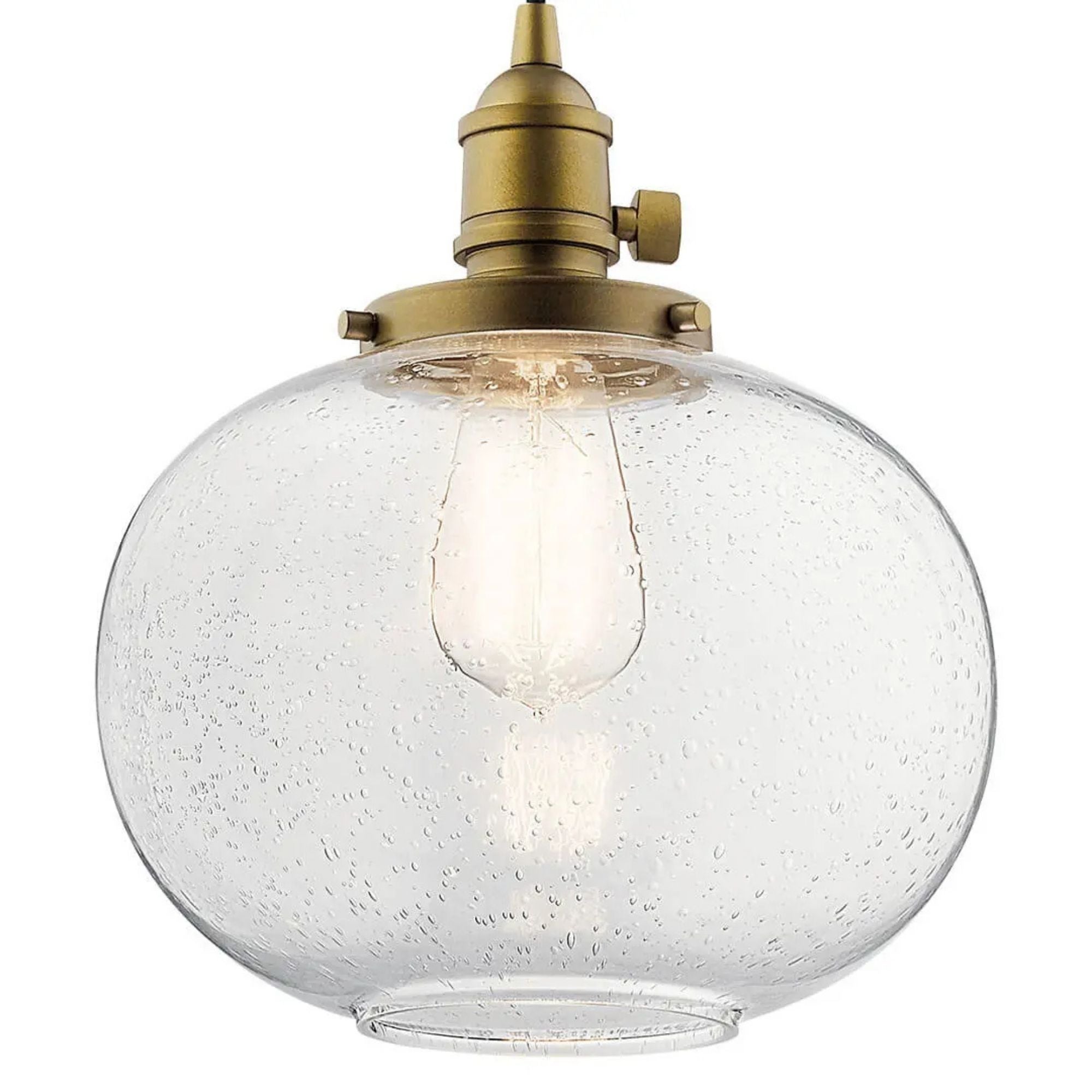 Avery 10" Globe Mini Pendant, Natural Brass Finish