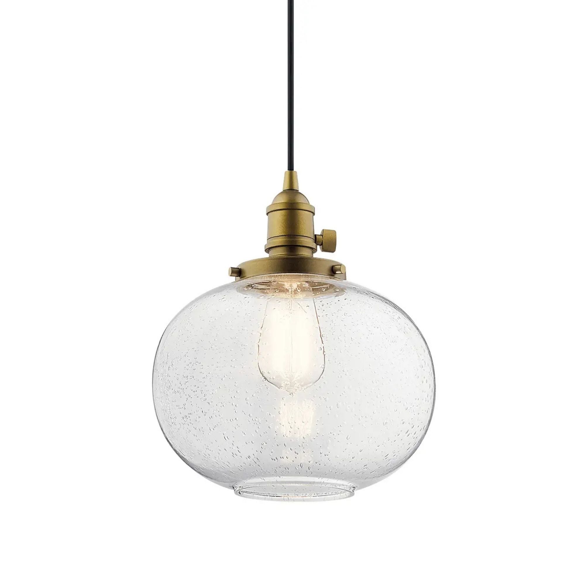 Avery 10" Globe Mini Pendant, Natural Brass Finish