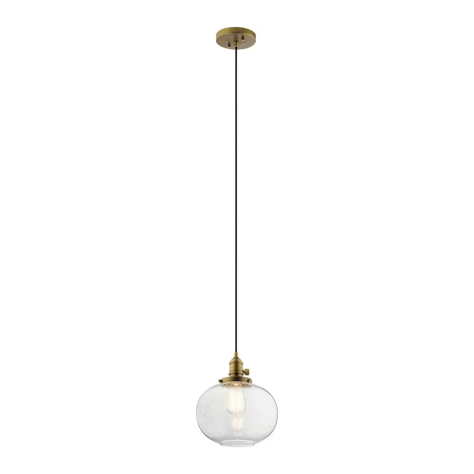 Avery 10" Globe Mini Pendant, Natural Brass Finish