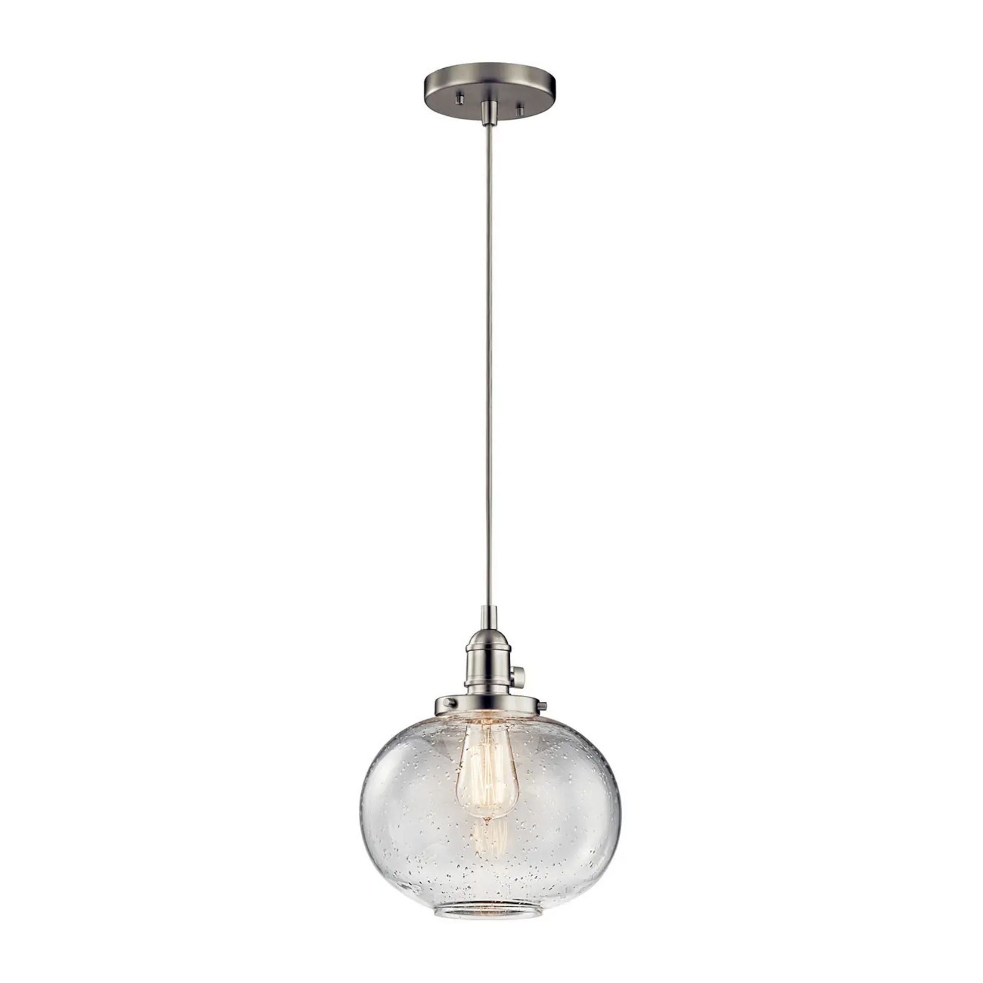 Avery 10" Globe Mini Pendant, Brushed Nickel Finish