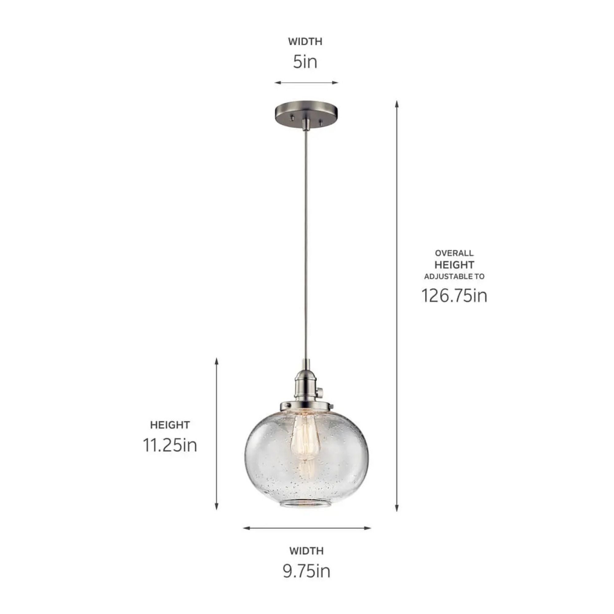 Avery 10" Globe Mini Pendant, Brushed Nickel Finish