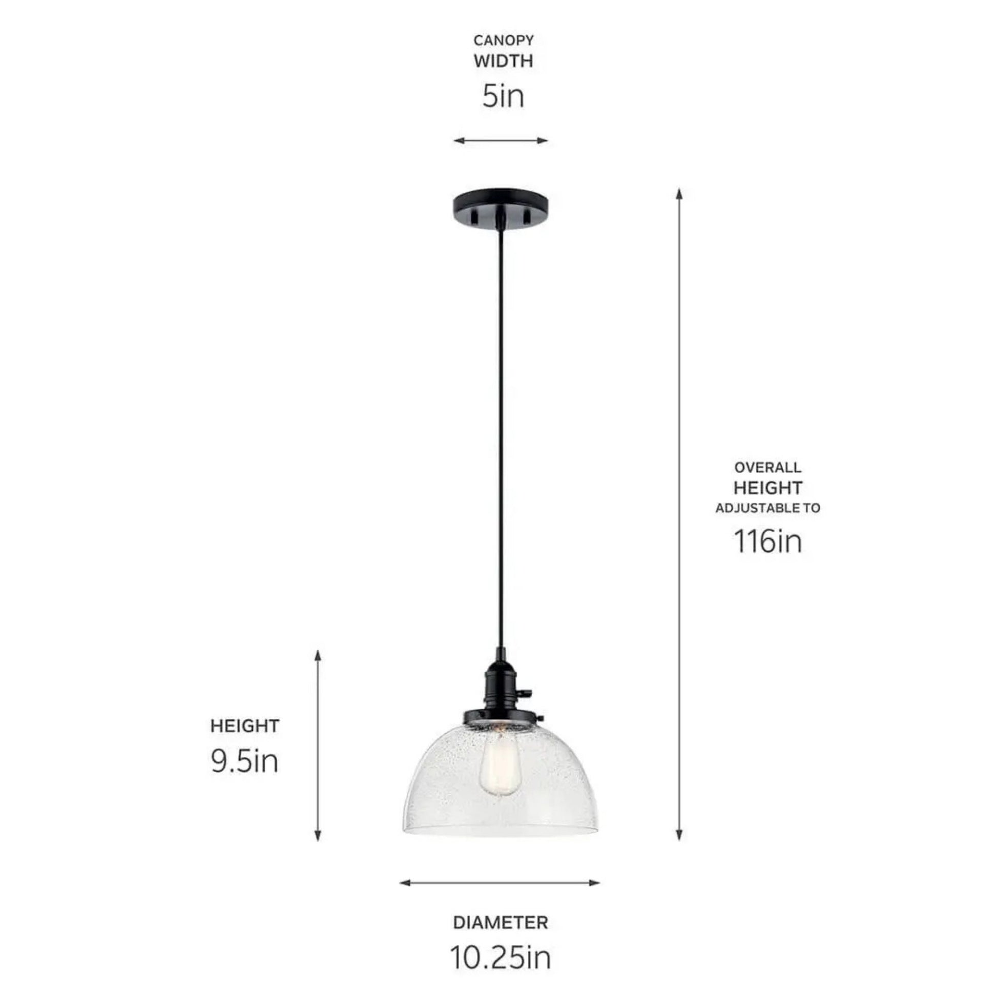Avery 10" Dome Mini Pendant, Black Finish - Bees Lighting