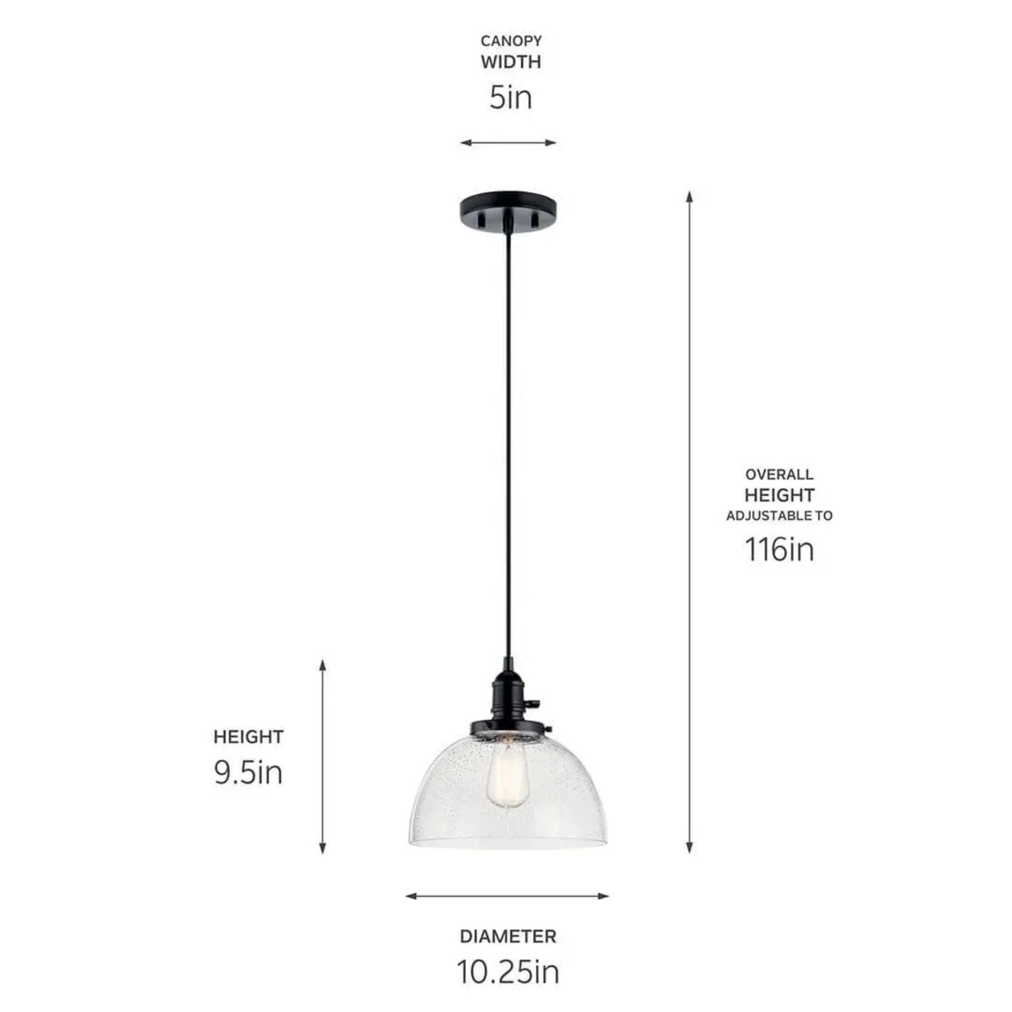 Avery 10" Dome Mini Pendant, Black Finish